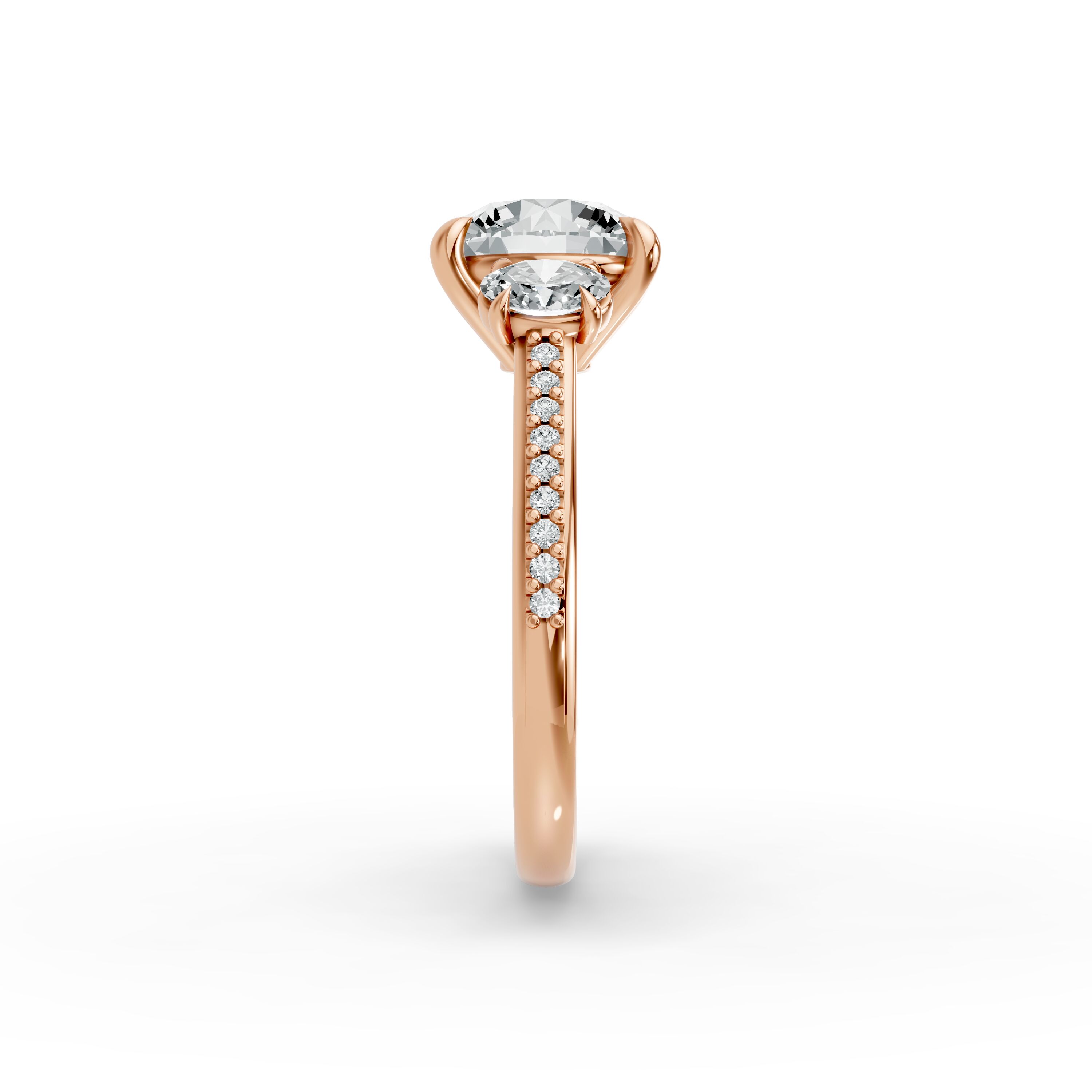 Round Shape Diamond Fancy Engagement Ring in Gold