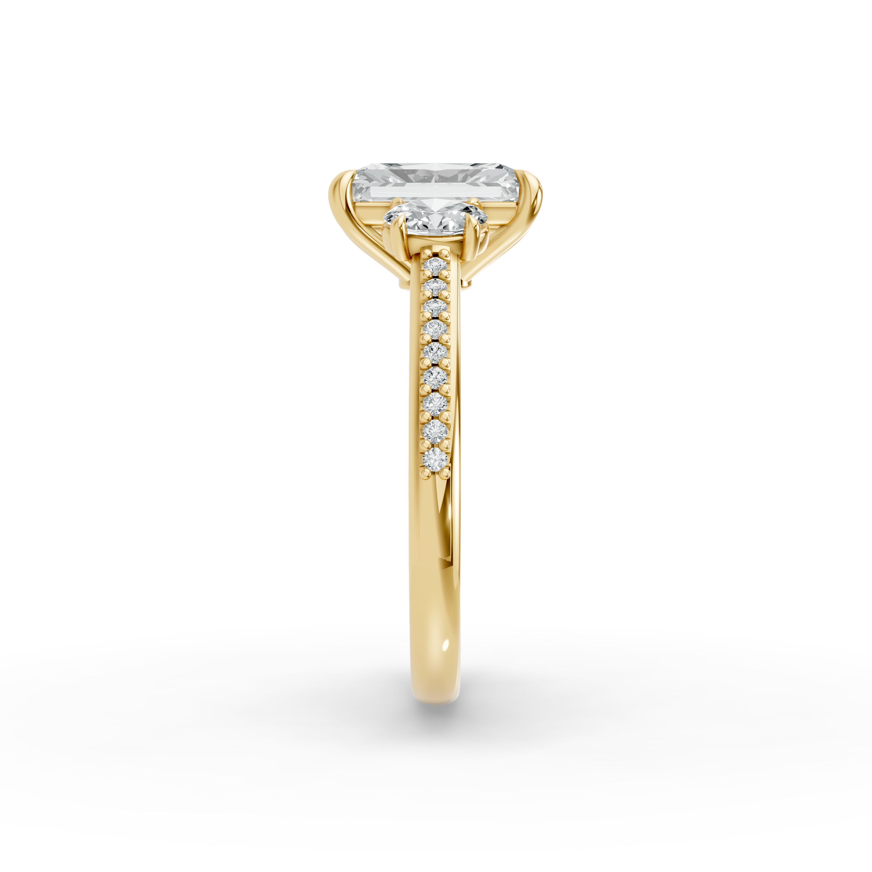 Radiant Shape Diamond Fancy Engagement Ring in Gold