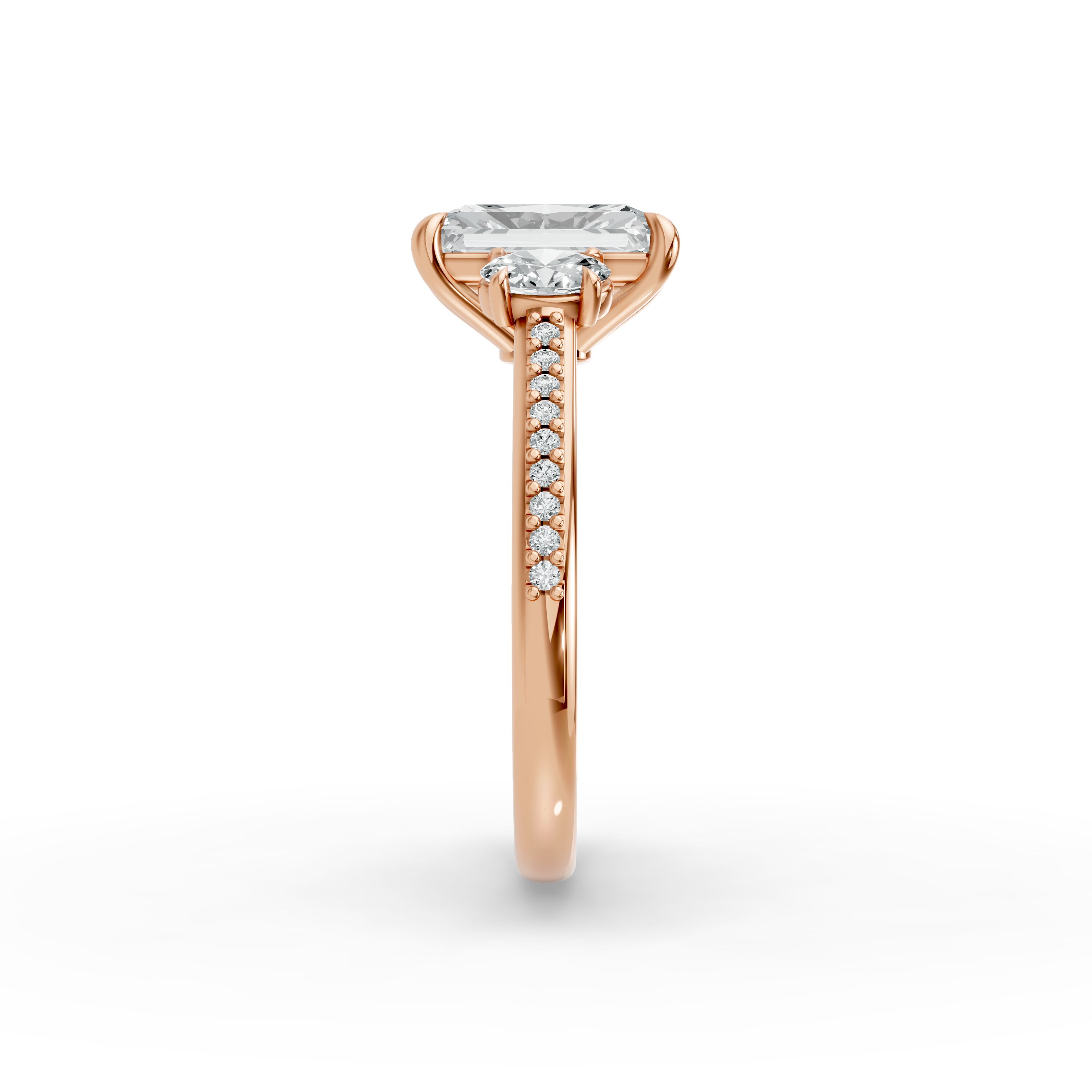 Radiant Shape Diamond Fancy Engagement Ring in Gold