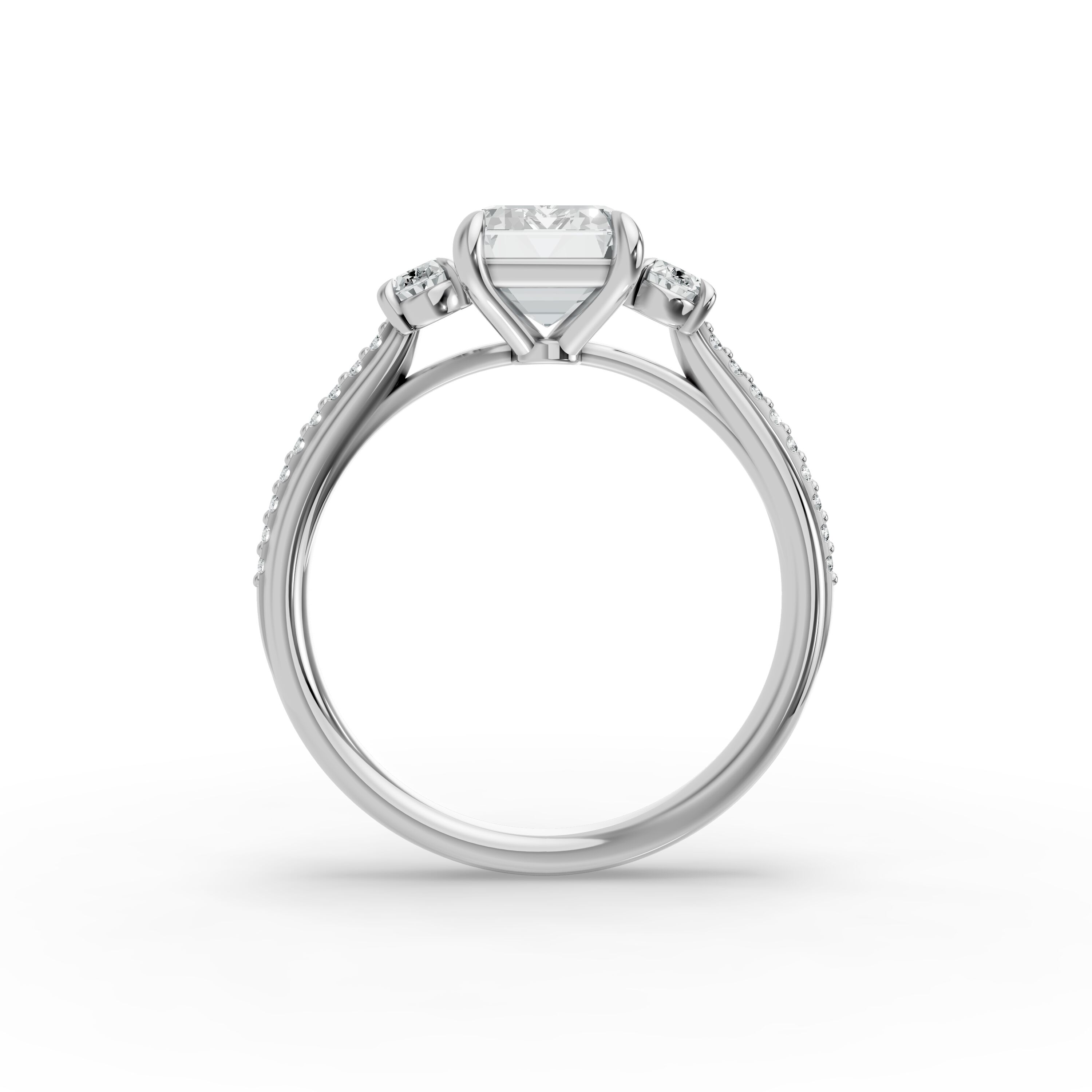 Emerald Shape Diamond Fancy Engagement Ring in Gold