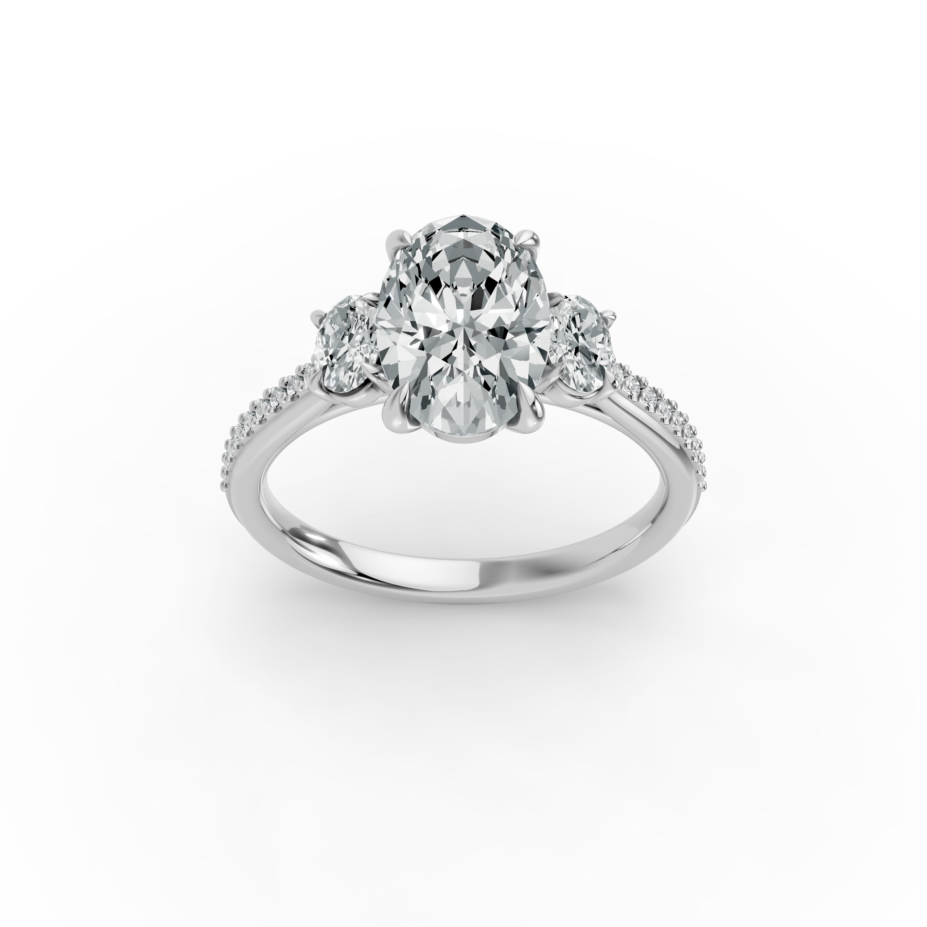 Oval Shape Diamond Fancy Engagement Ring in Gold