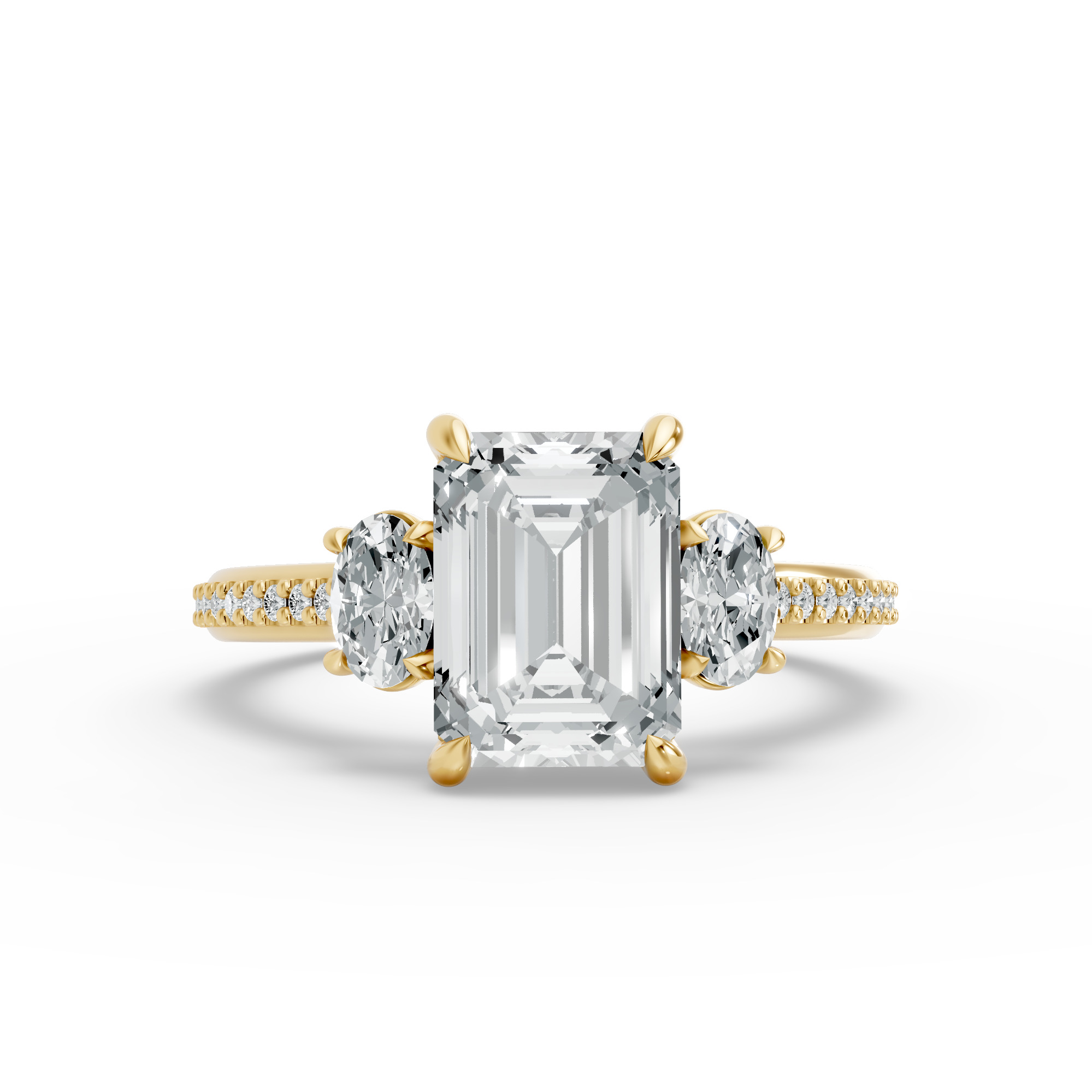 Emerald Shape Diamond Fancy Engagement Ring in Gold