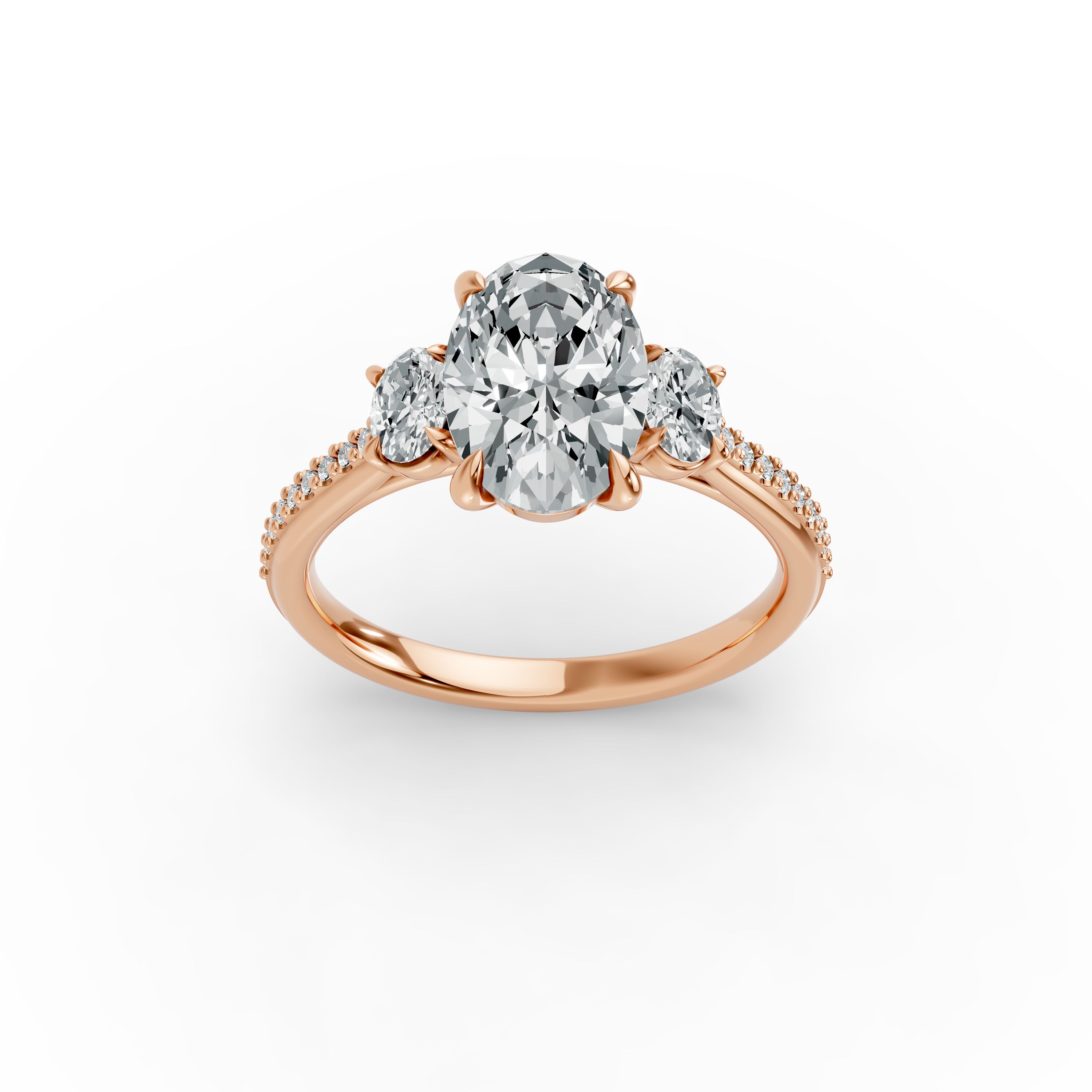 Oval Shape Diamond Fancy Engagement Ring in Gold