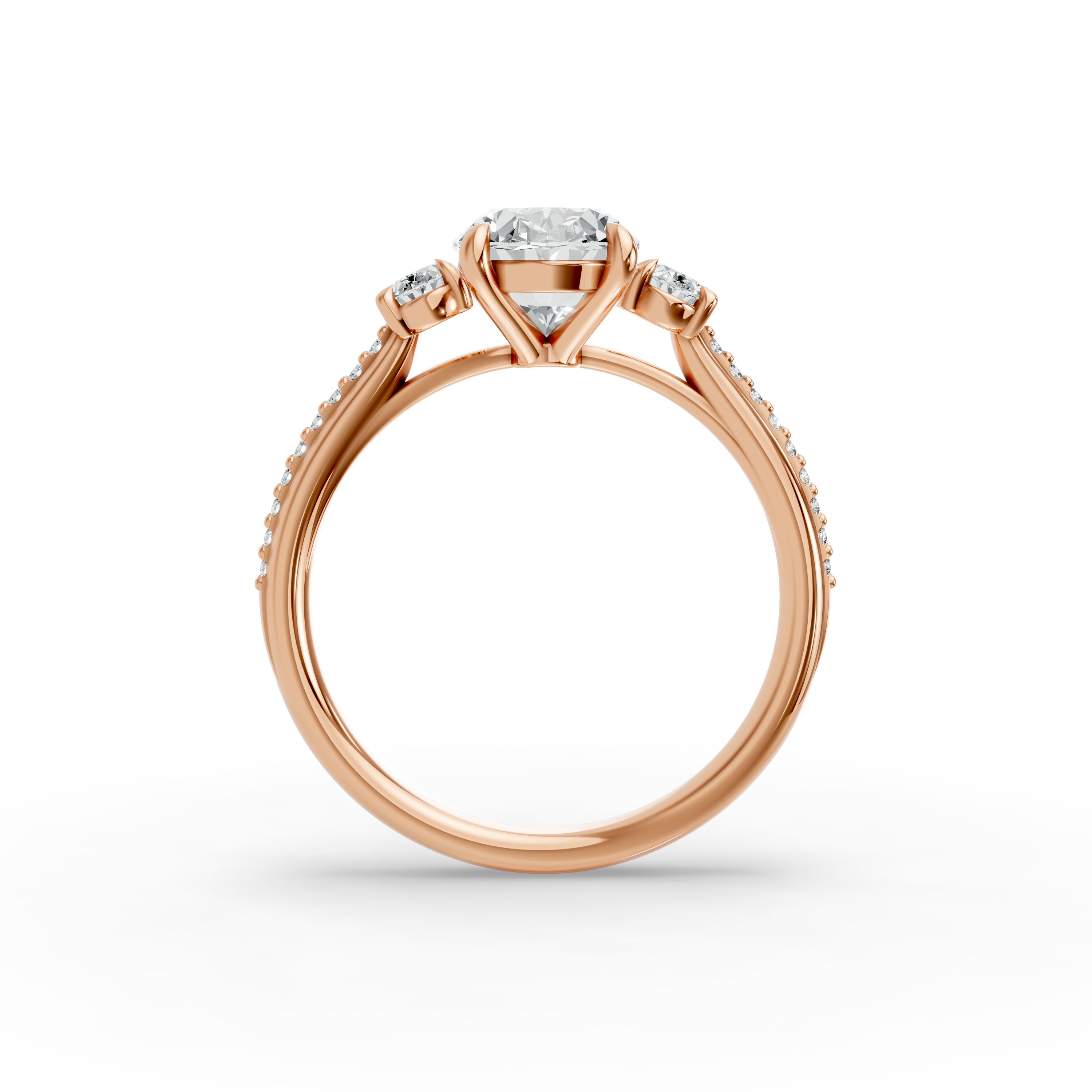 Oval Shape Diamond Fancy Engagement Ring in Gold