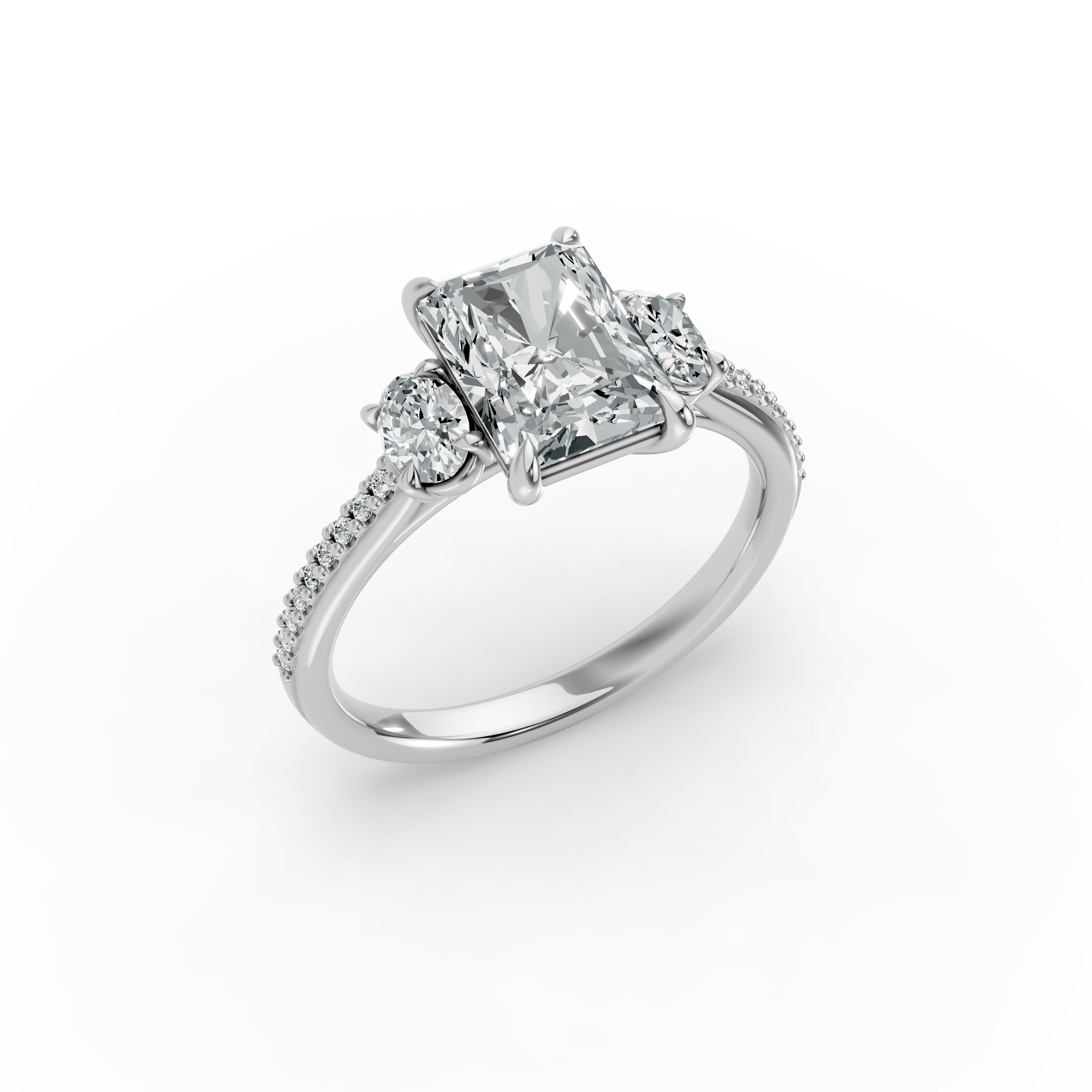 Radiant Shape Diamond Fancy Engagement Ring in Gold
