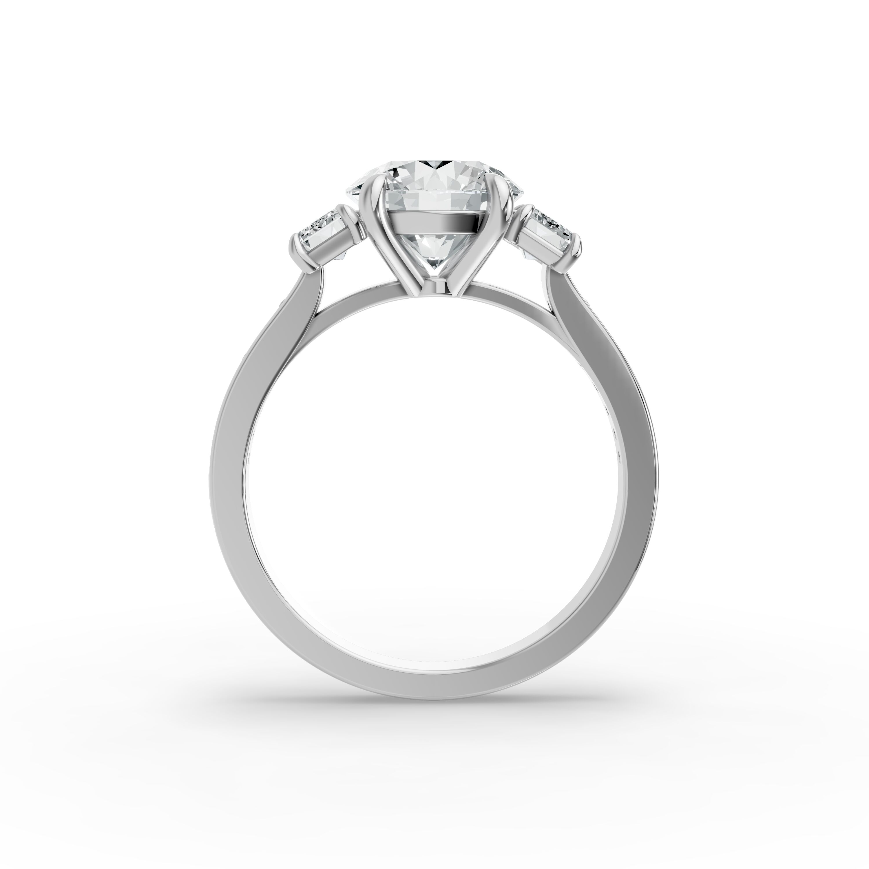 Round Shape Diamond Fancy Engagement Ring in Gold