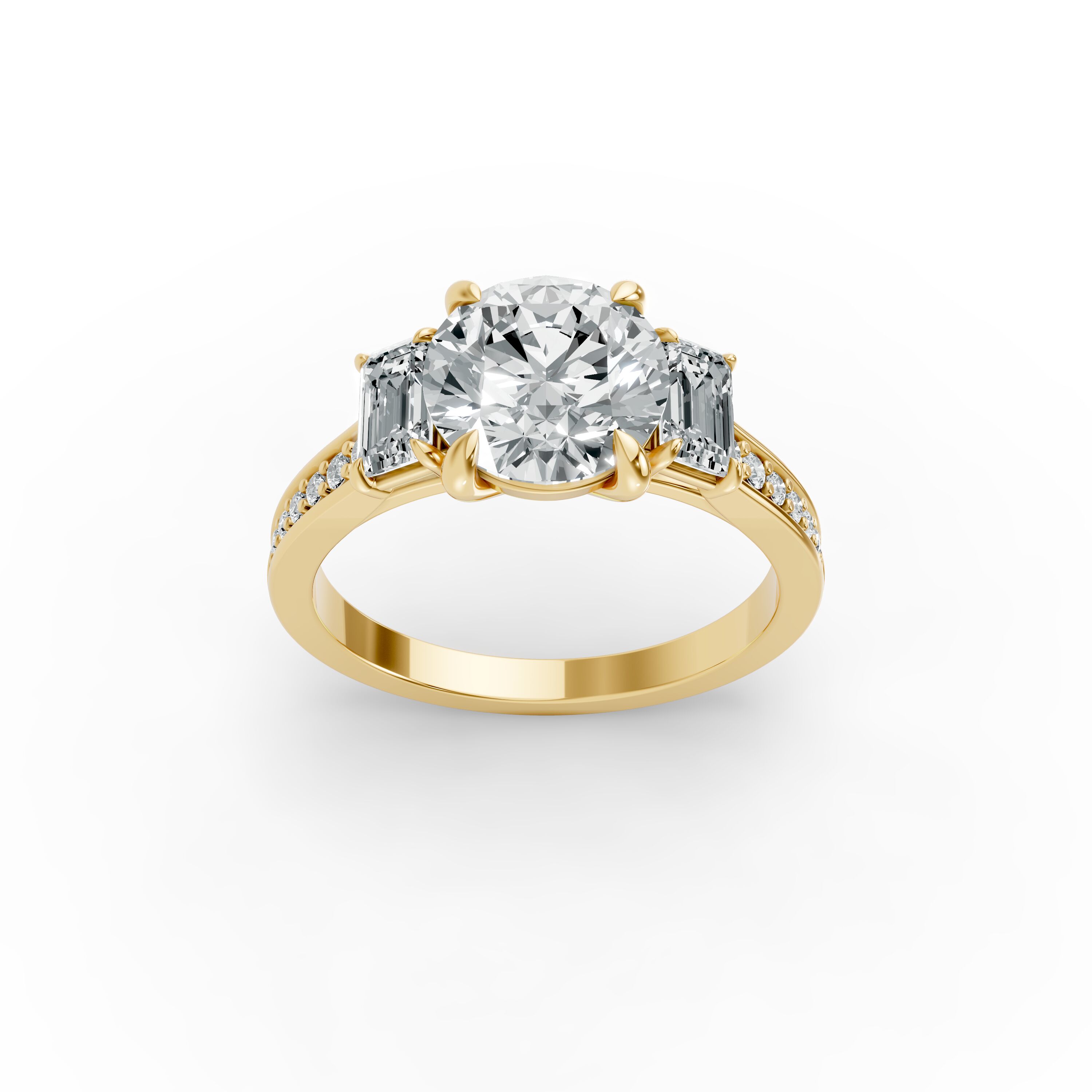 Round Shape Diamond Fancy Engagement Ring in Gold