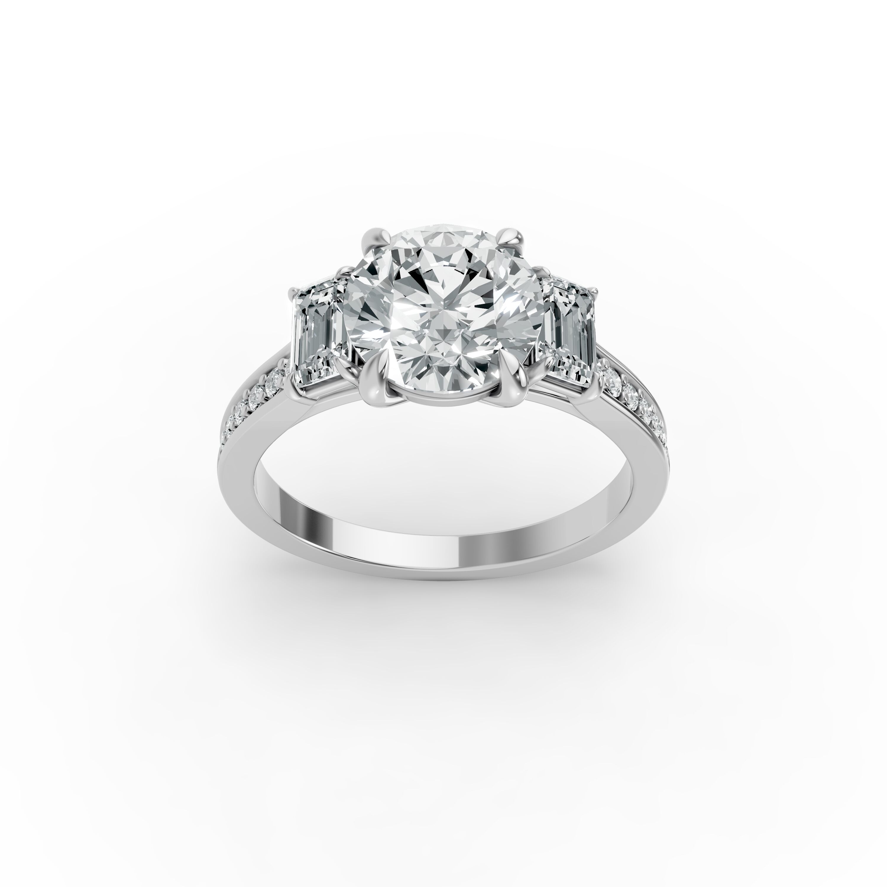 Round Shape Diamond Fancy Engagement Ring in Gold