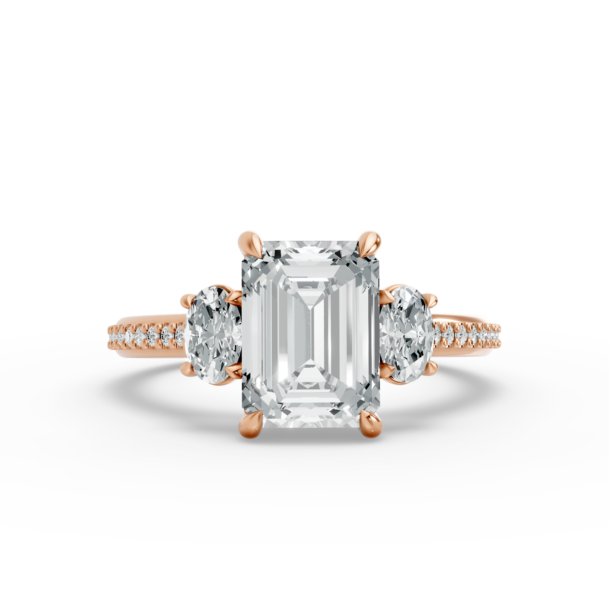 Emerald Shape Diamond Fancy Engagement Ring in Gold