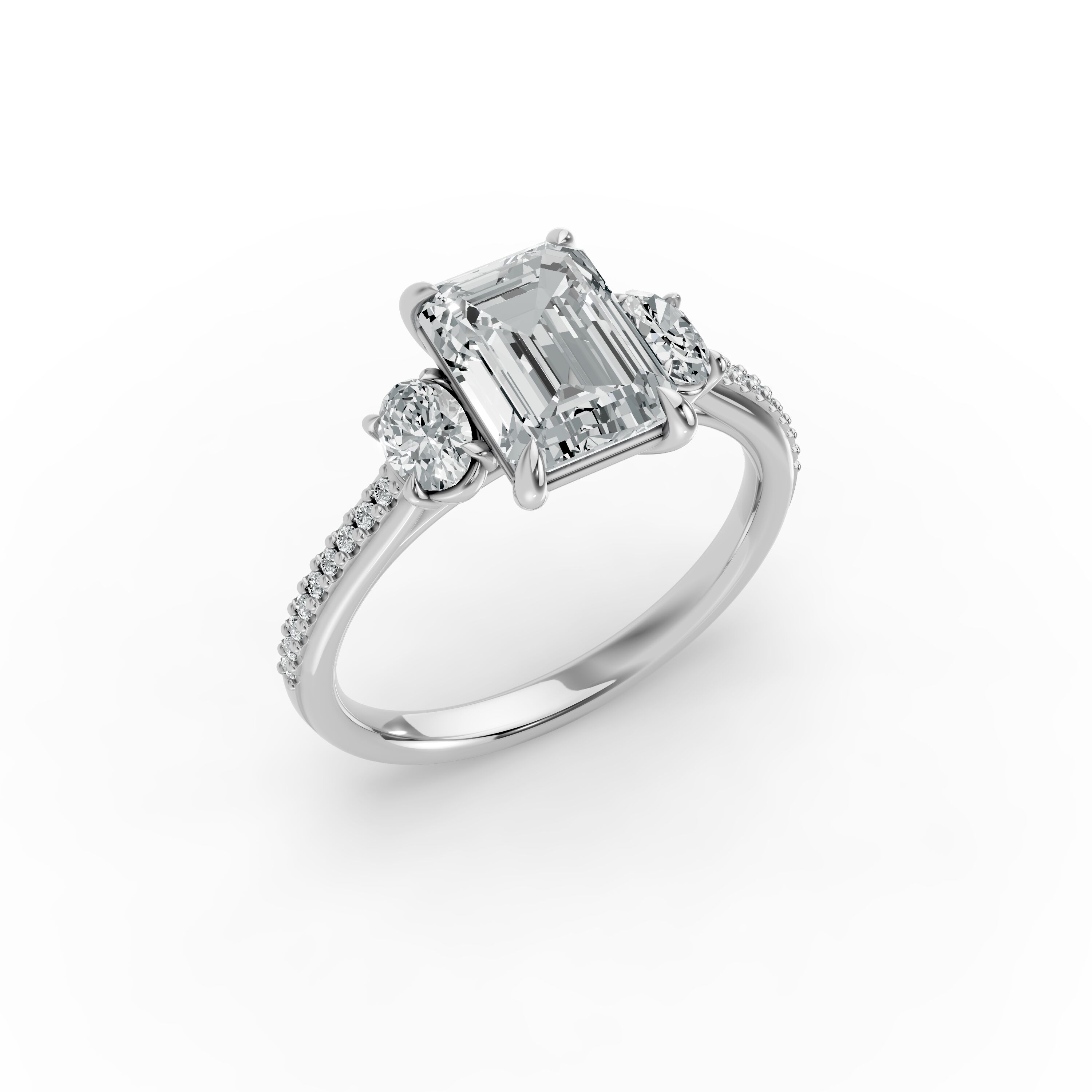 Emerald Shape Diamond Fancy Engagement Ring in Gold