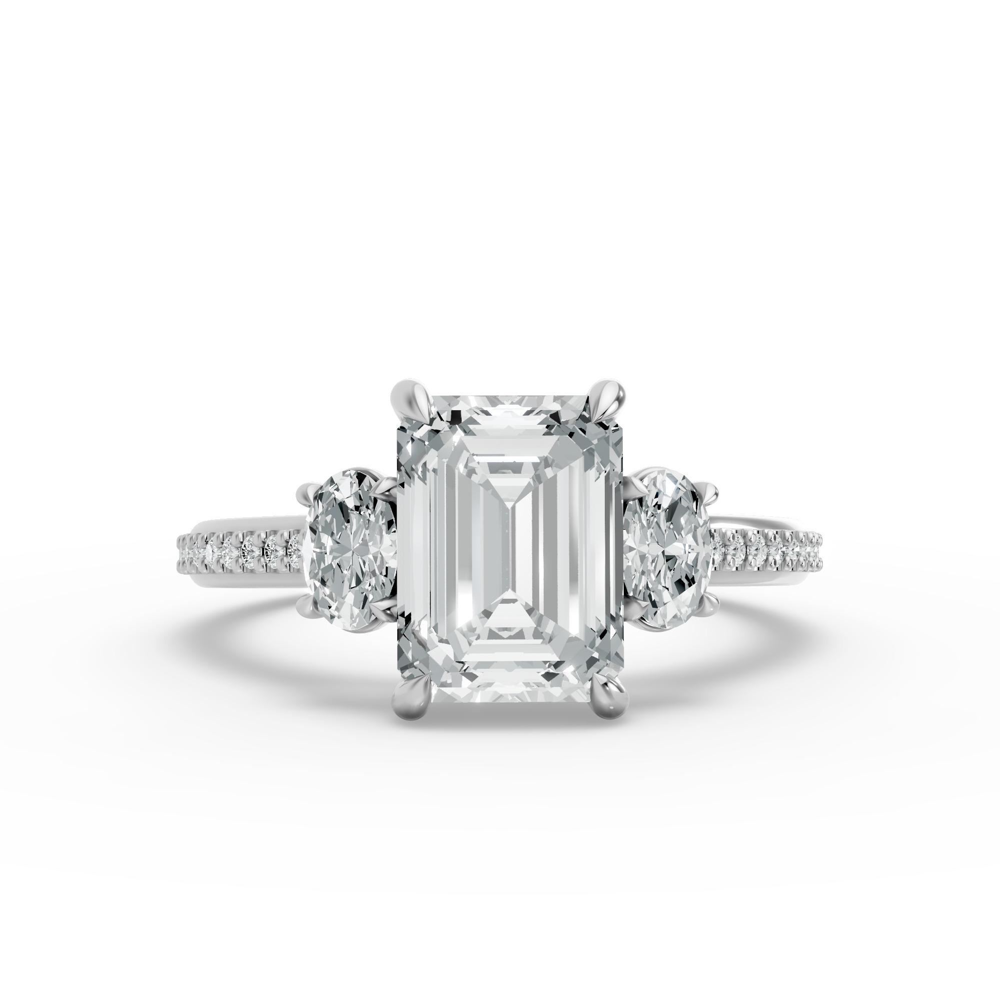 Emerald Shape Diamond Fancy Engagement Ring in Gold