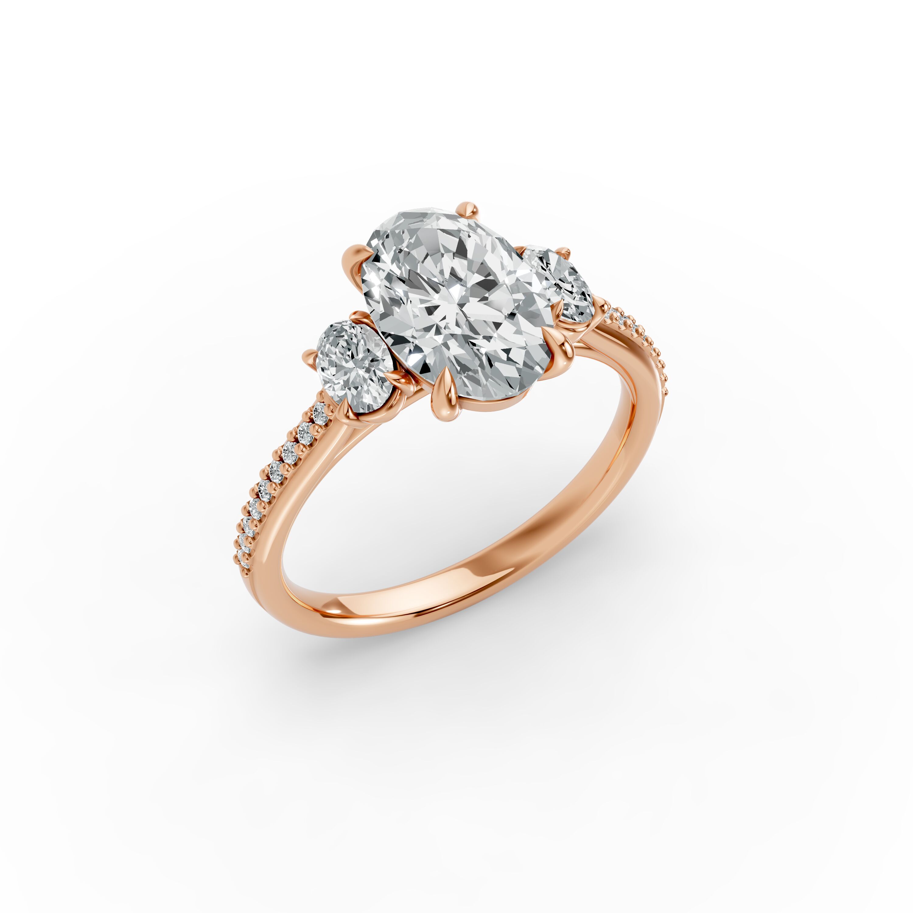 Oval Shape Diamond Fancy Engagement Ring in Gold