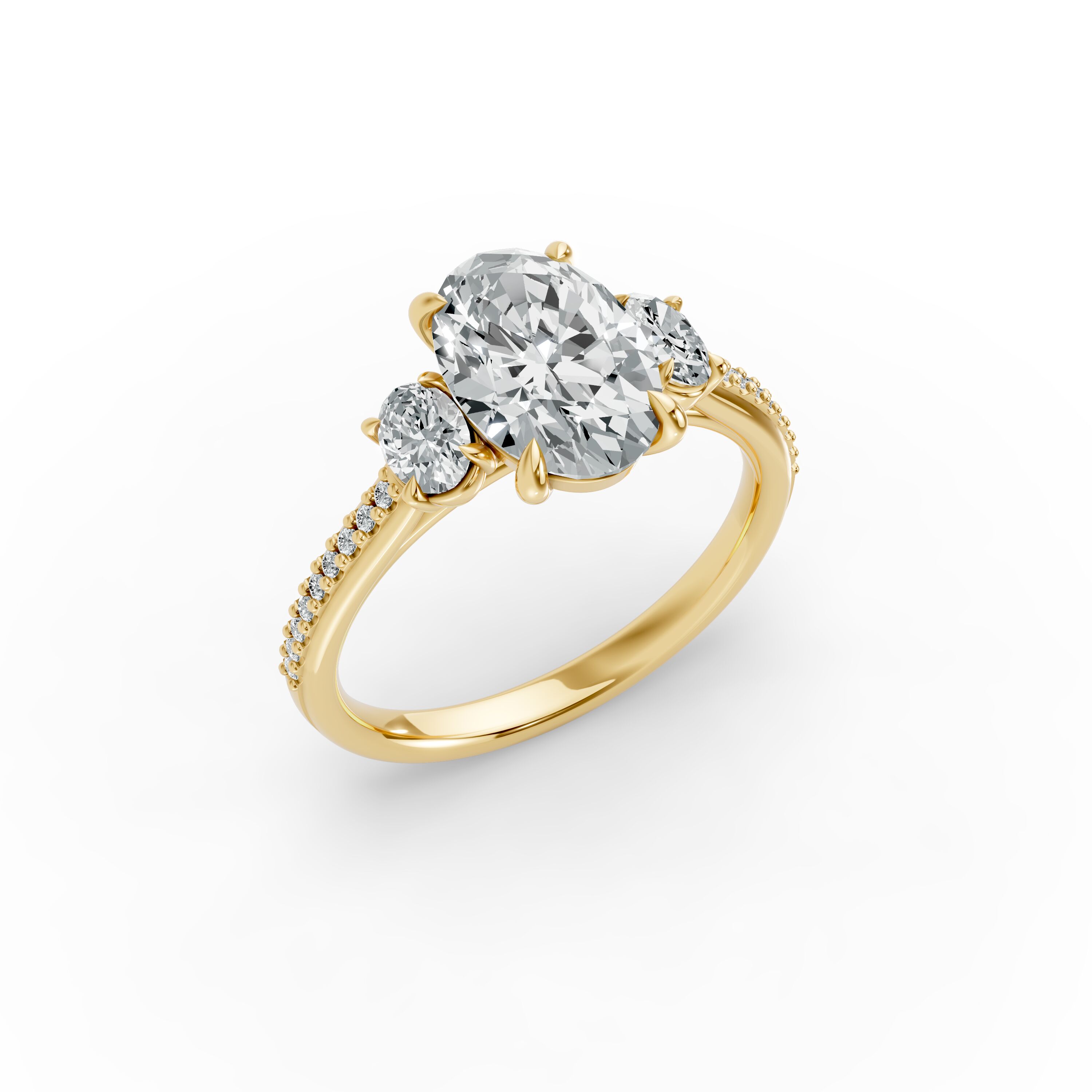 Oval Shape Diamond Fancy Engagement Ring in Gold