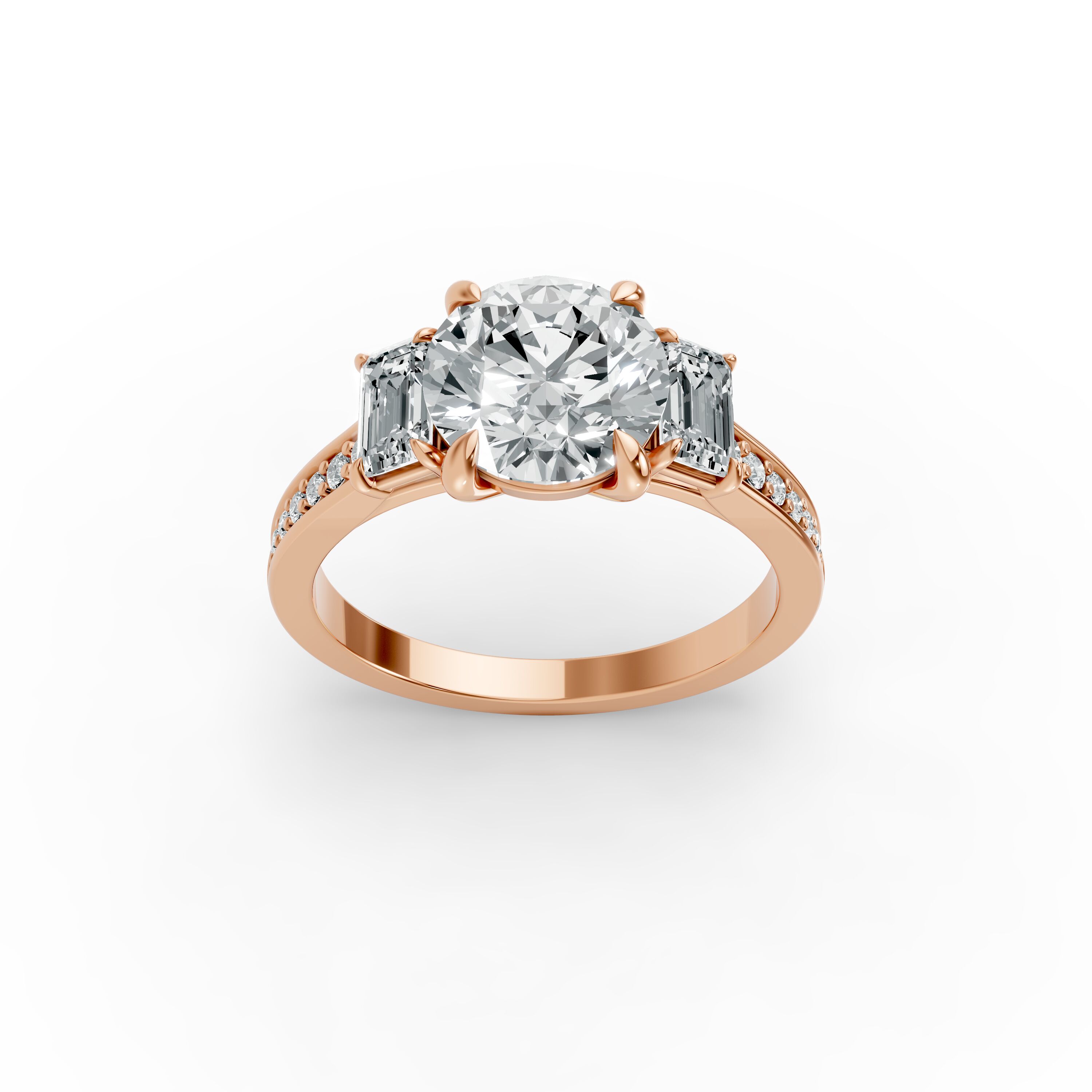 Round Shape Diamond Fancy Engagement Ring in Gold