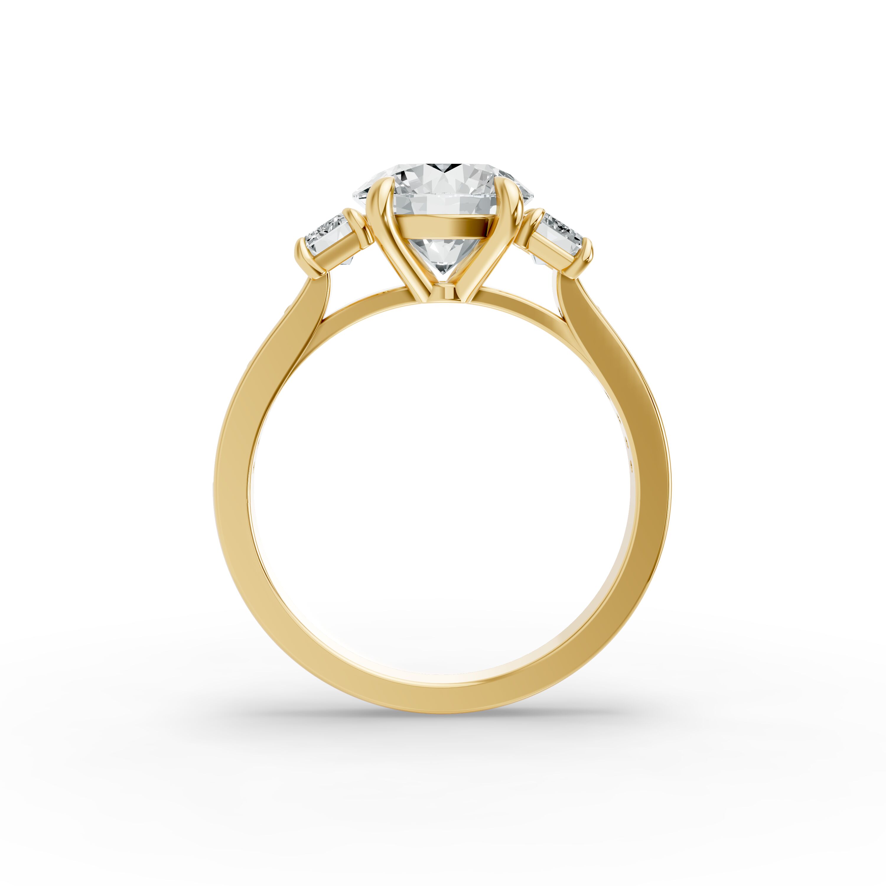 Round Shape Diamond Fancy Engagement Ring in Gold