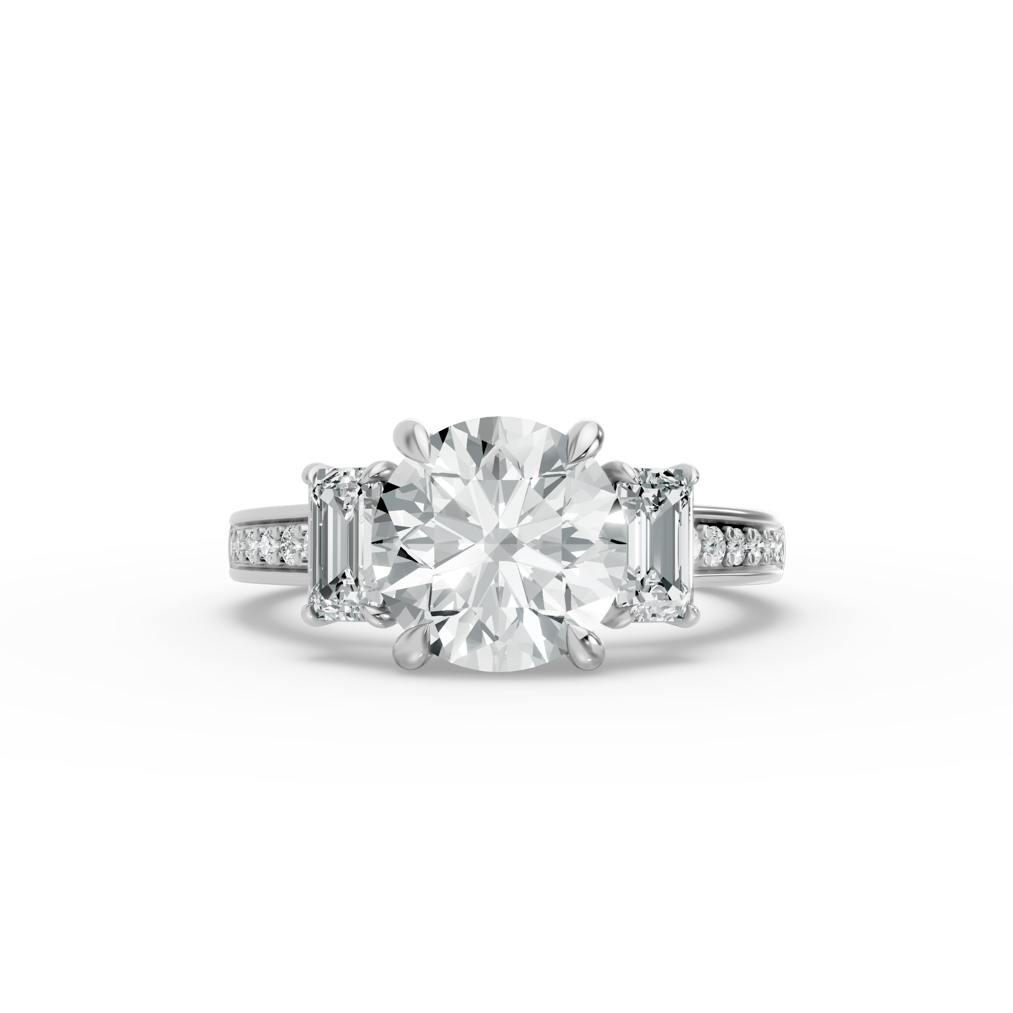 Round Shape Diamond Fancy Engagement Ring in Gold