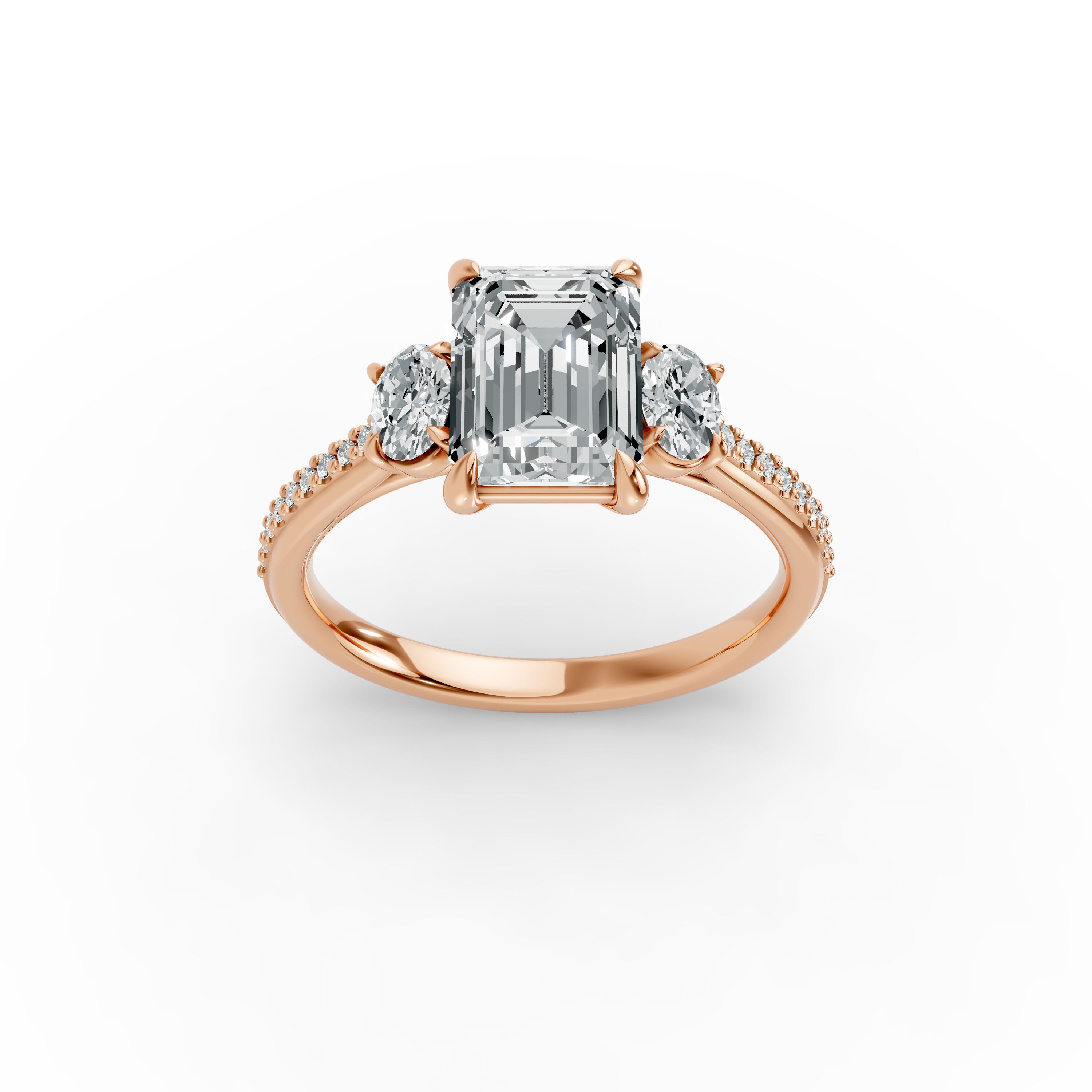 Emerald Shape Diamond Fancy Engagement Ring in Gold