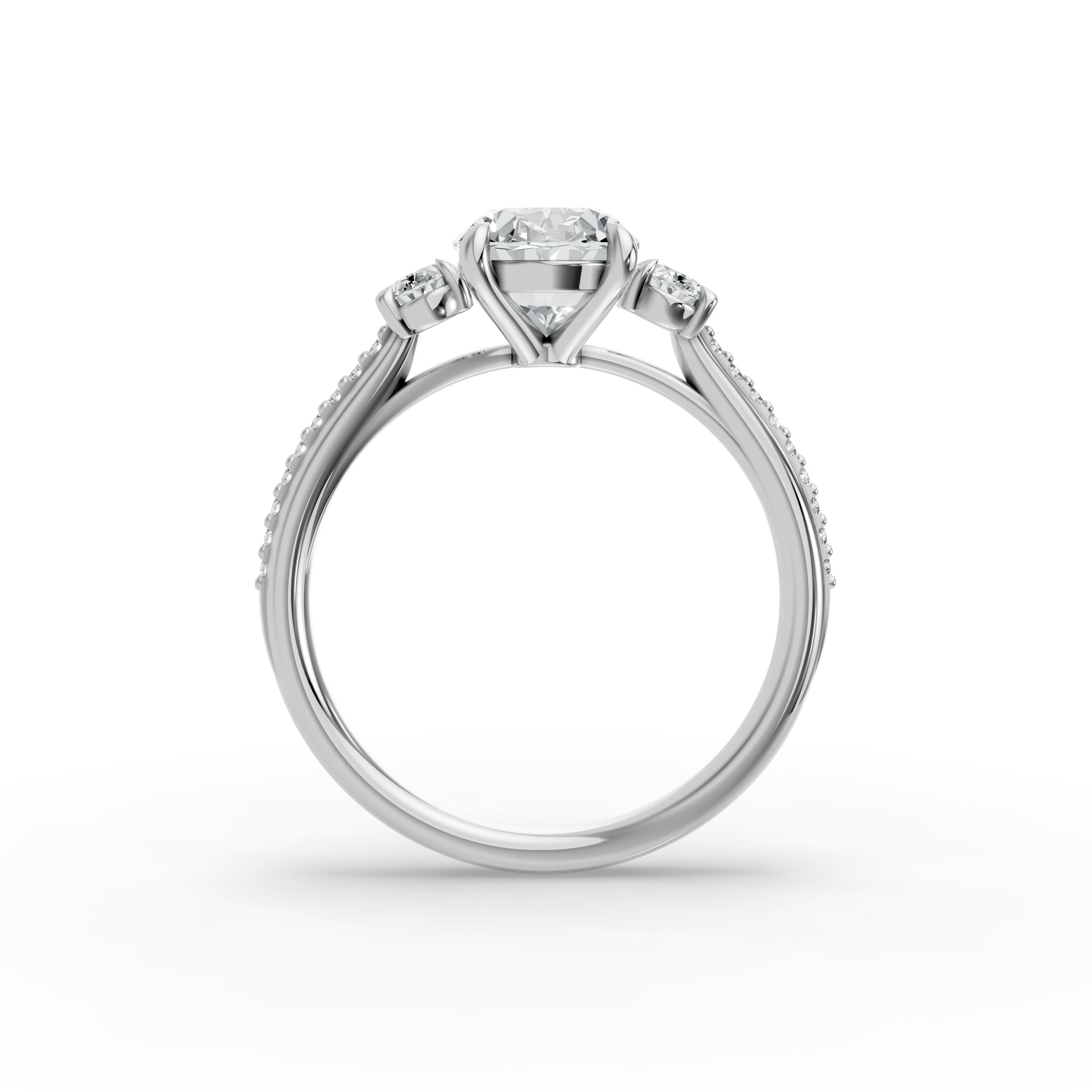 Oval Shape Diamond Fancy Engagement Ring in Gold