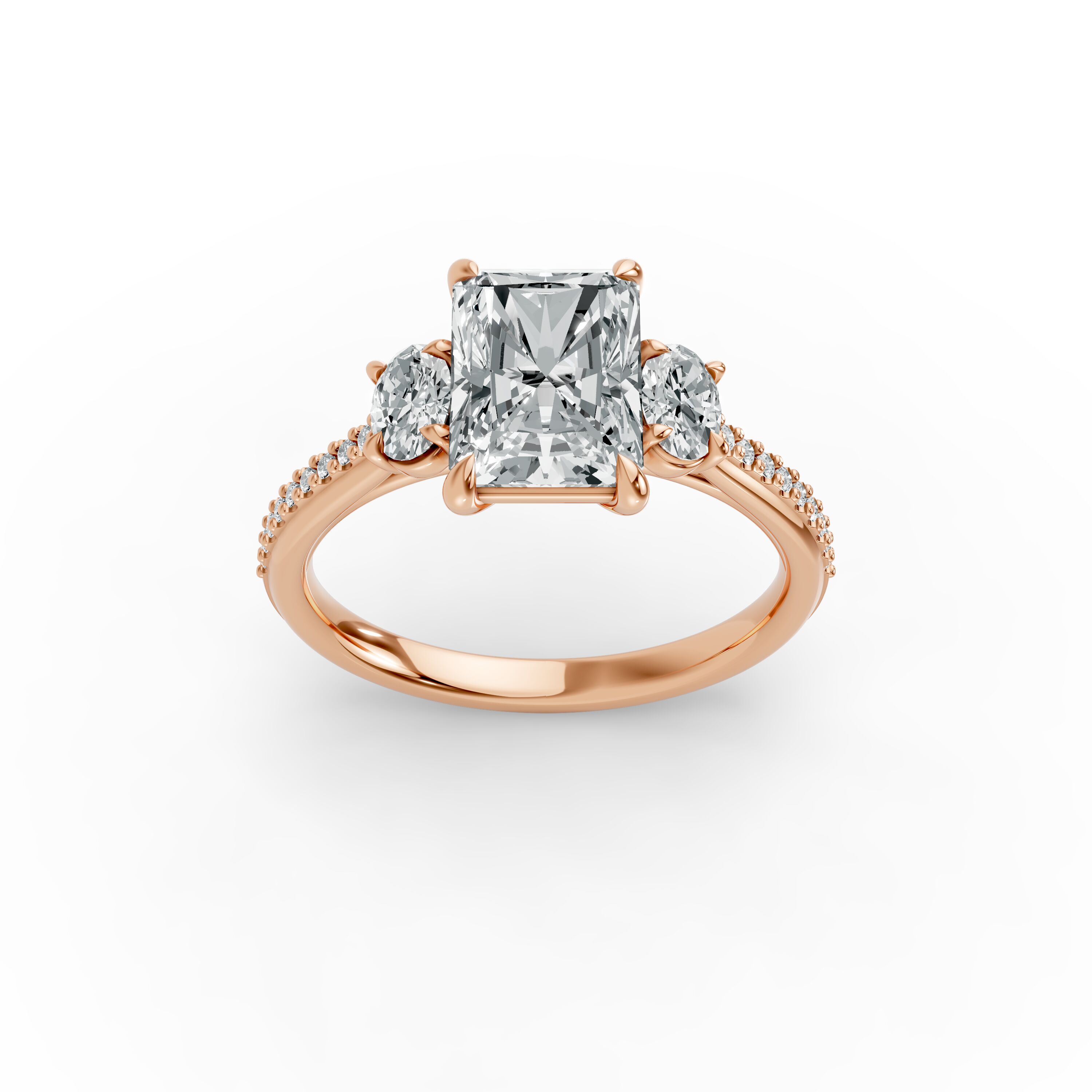 Radiant Shape Diamond Fancy Engagement Ring in Gold
