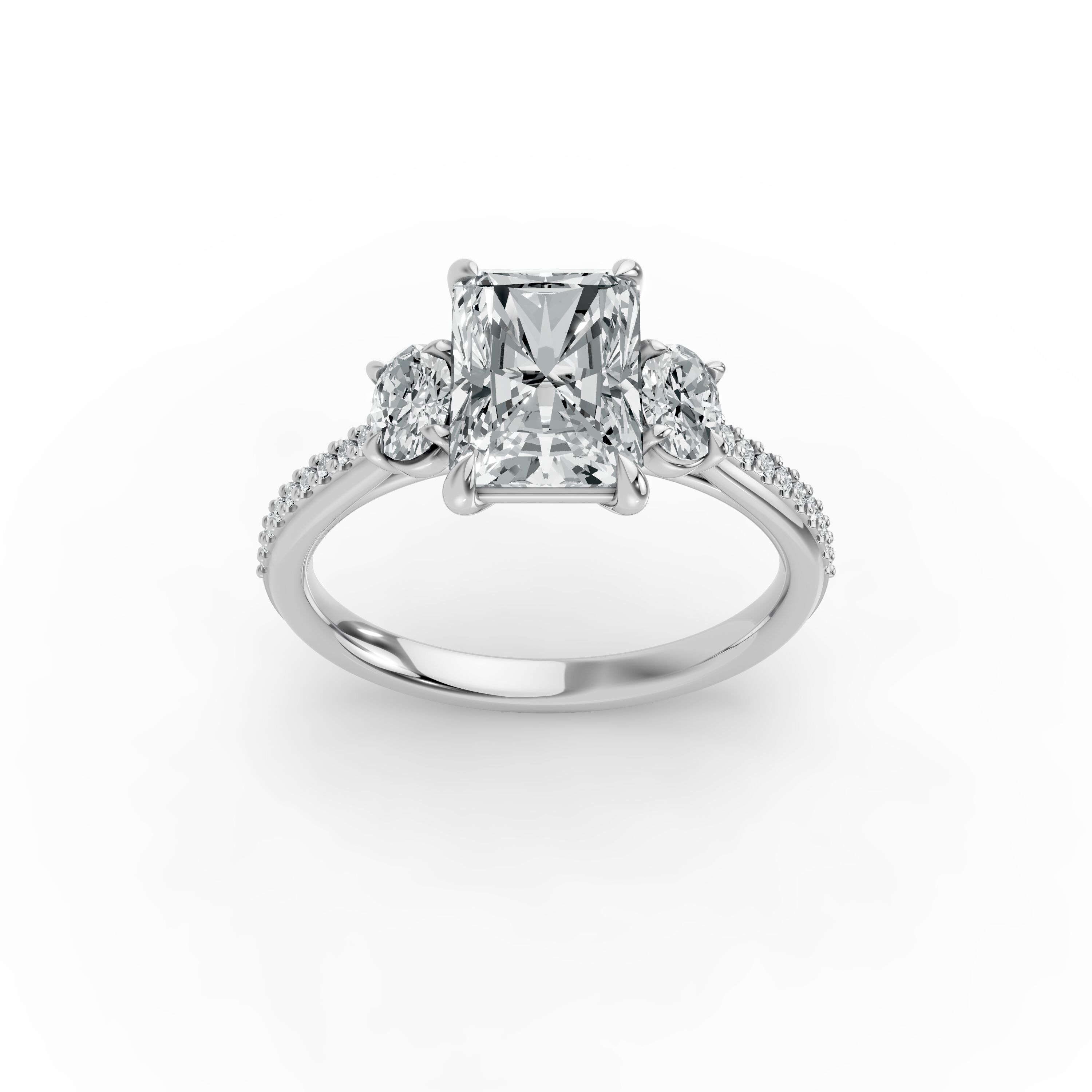 Radiant Shape Diamond Fancy Engagement Ring in Gold