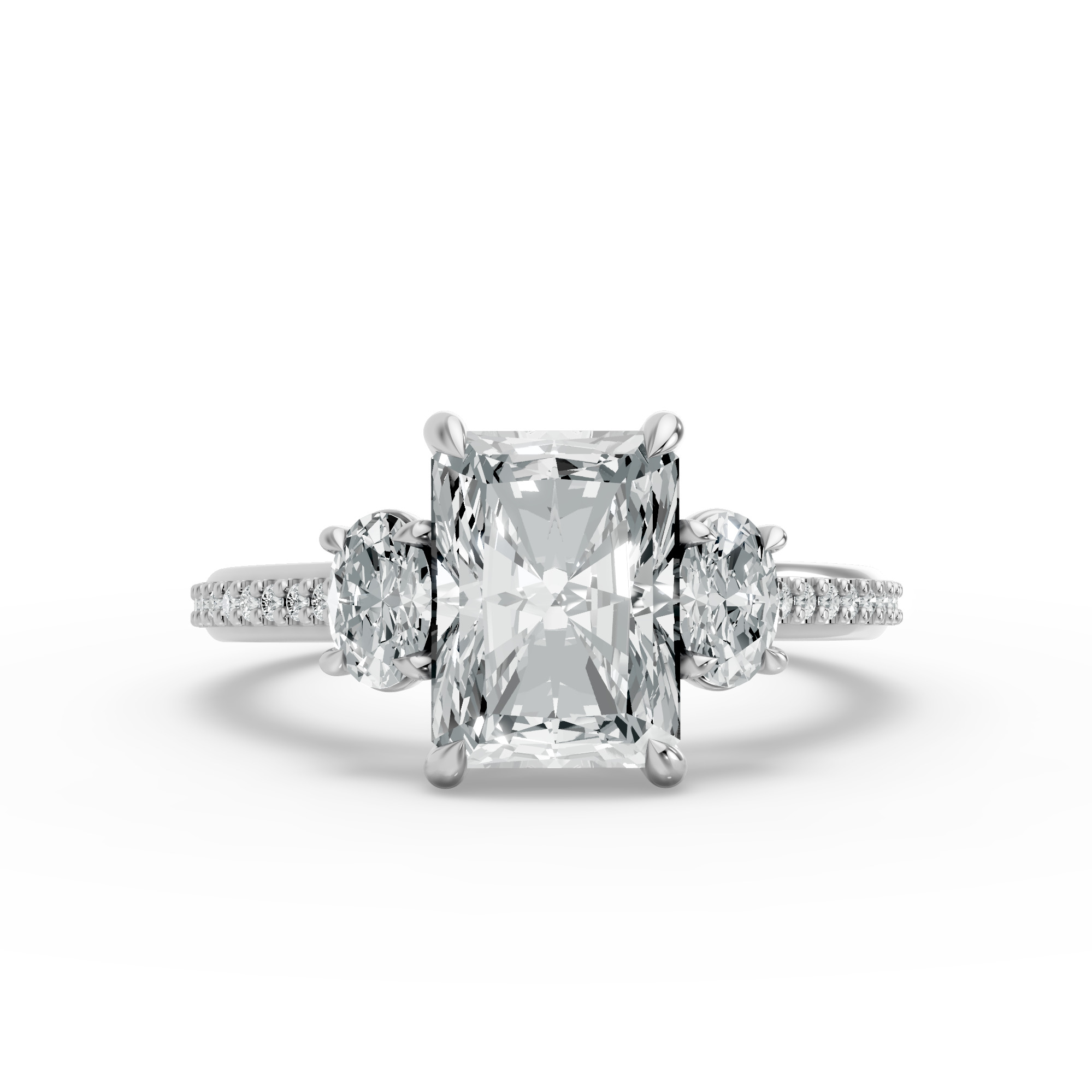 Radiant Shape Diamond Fancy Engagement Ring in Gold