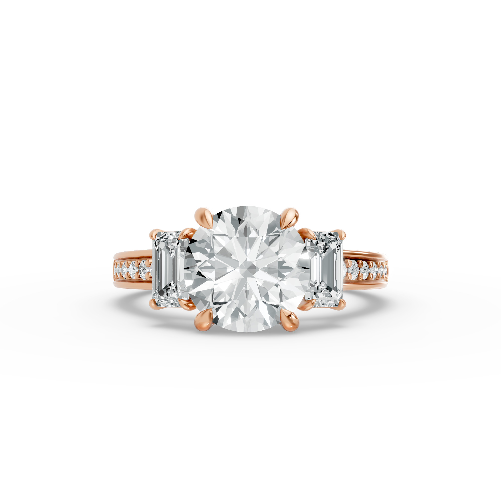 Round Shape Diamond Fancy Engagement Ring in Gold
