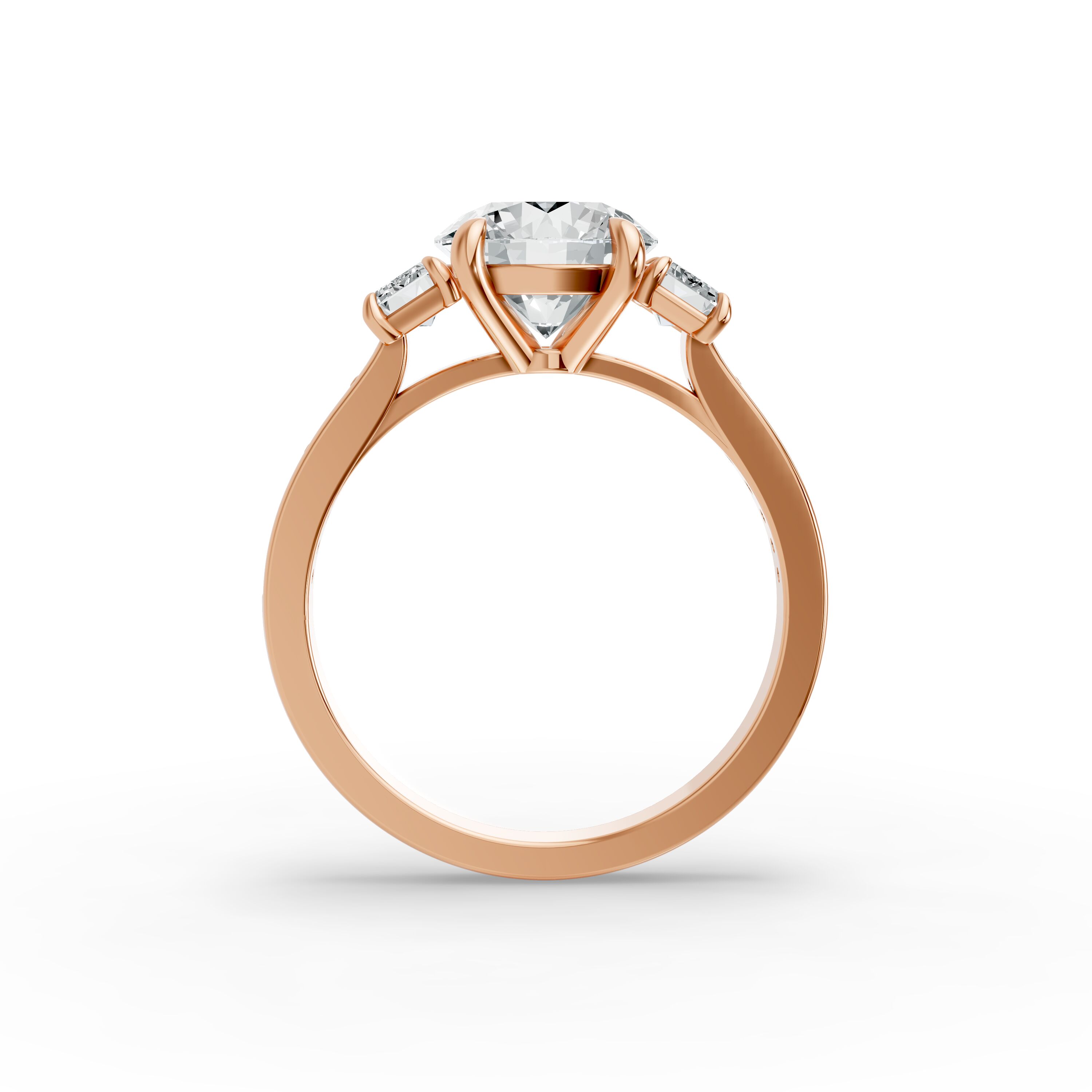 Round Shape Diamond Fancy Engagement Ring in Gold