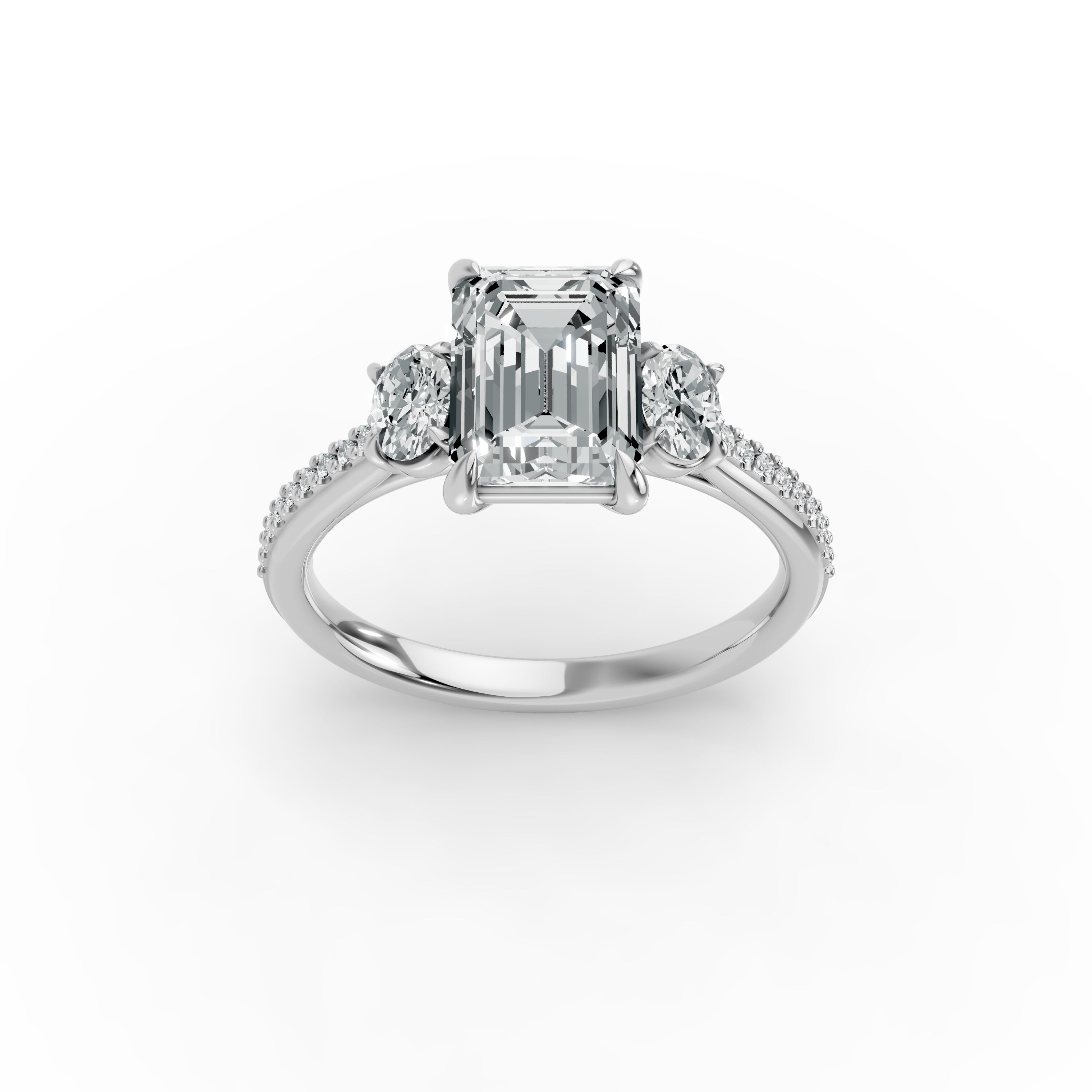 Emerald Shape Diamond Fancy Engagement Ring in Gold