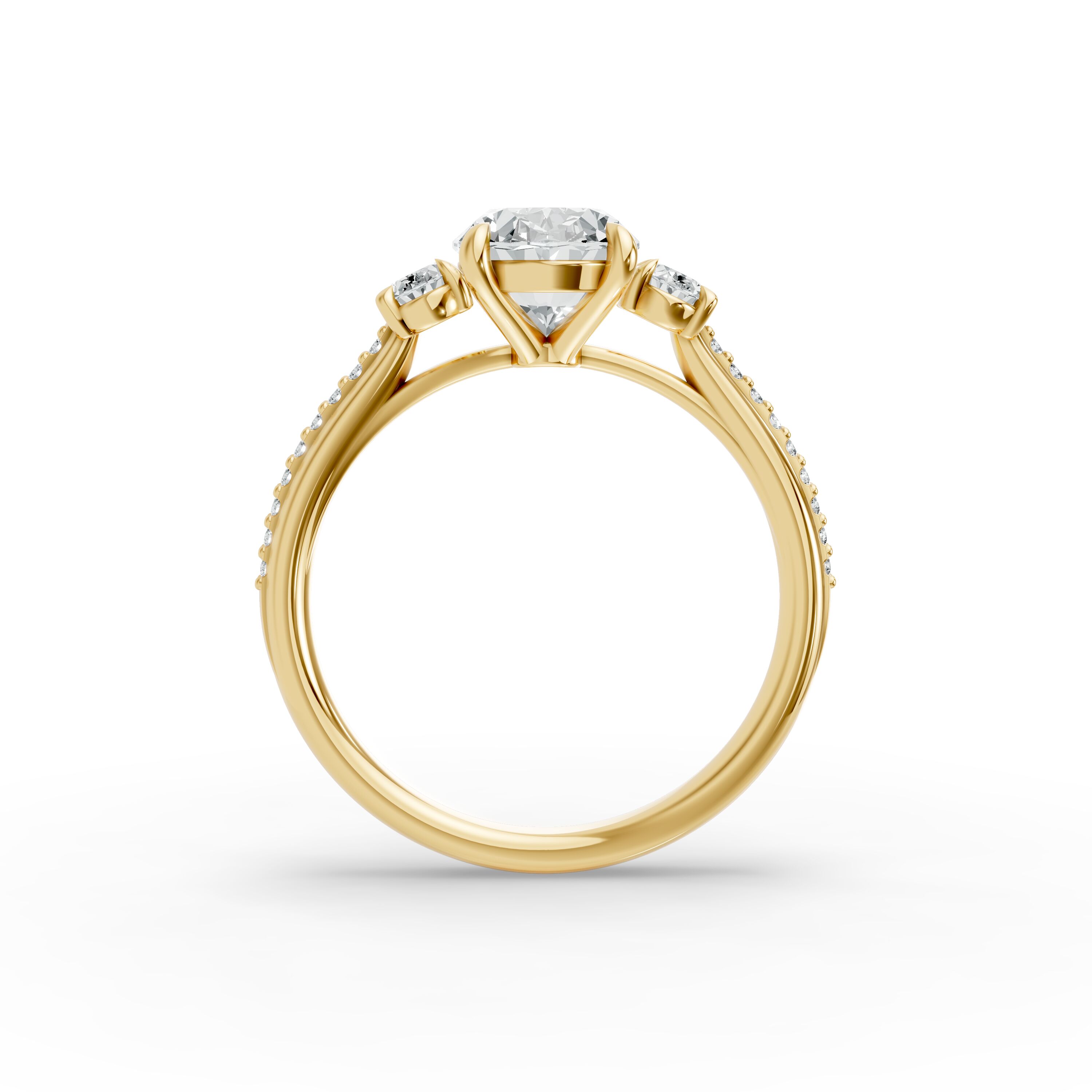 Oval Shape Diamond Fancy Engagement Ring in Gold