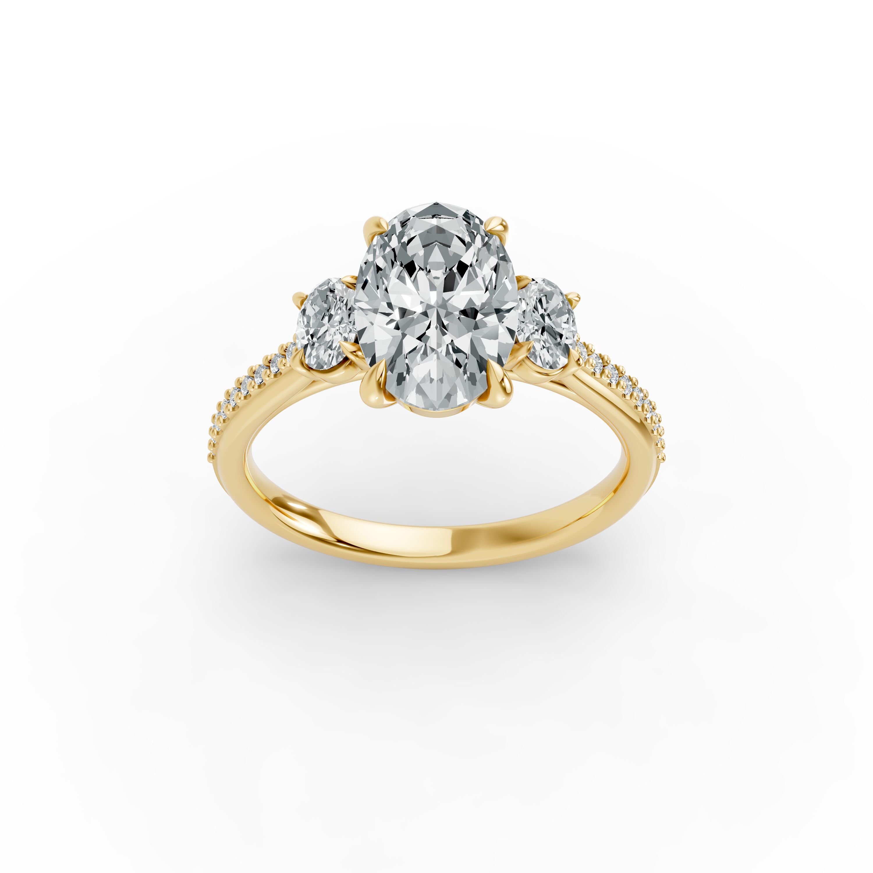 Oval Shape Diamond Fancy Engagement Ring in Gold