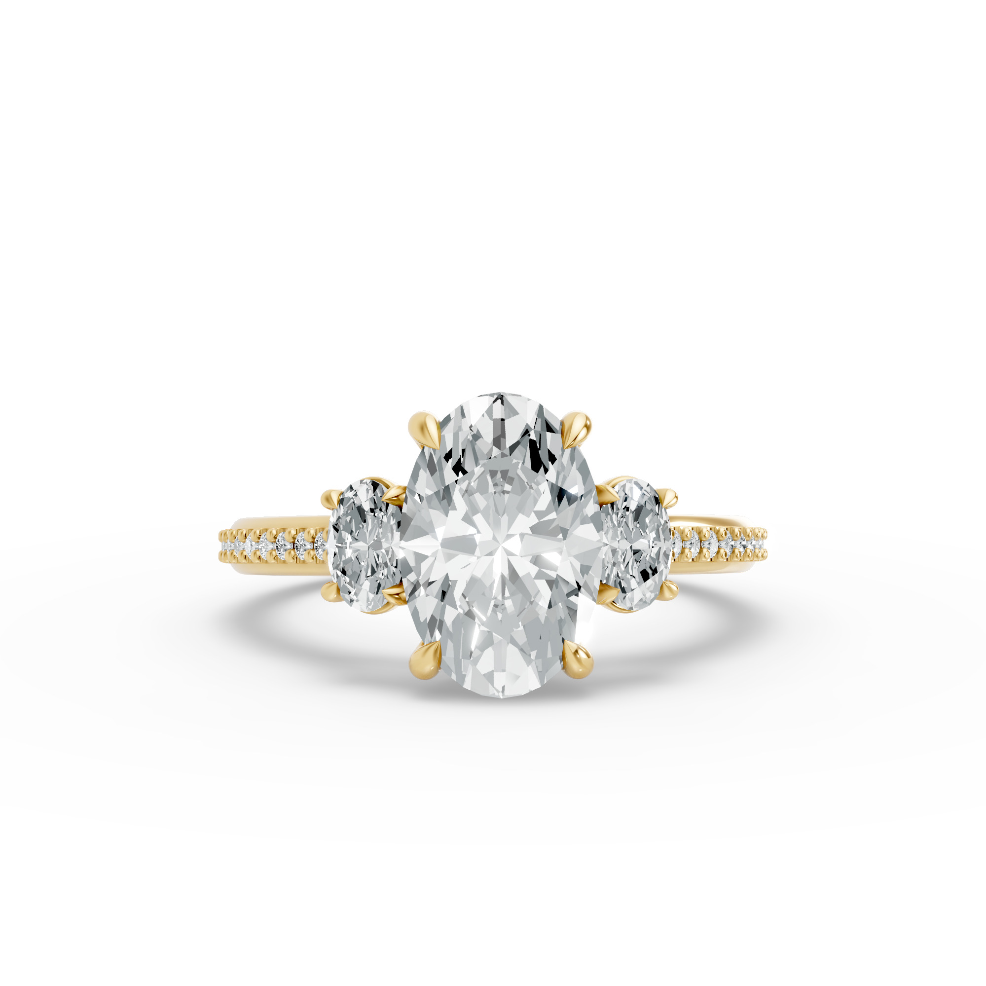 Oval Shape Diamond Fancy Engagement Ring in Gold