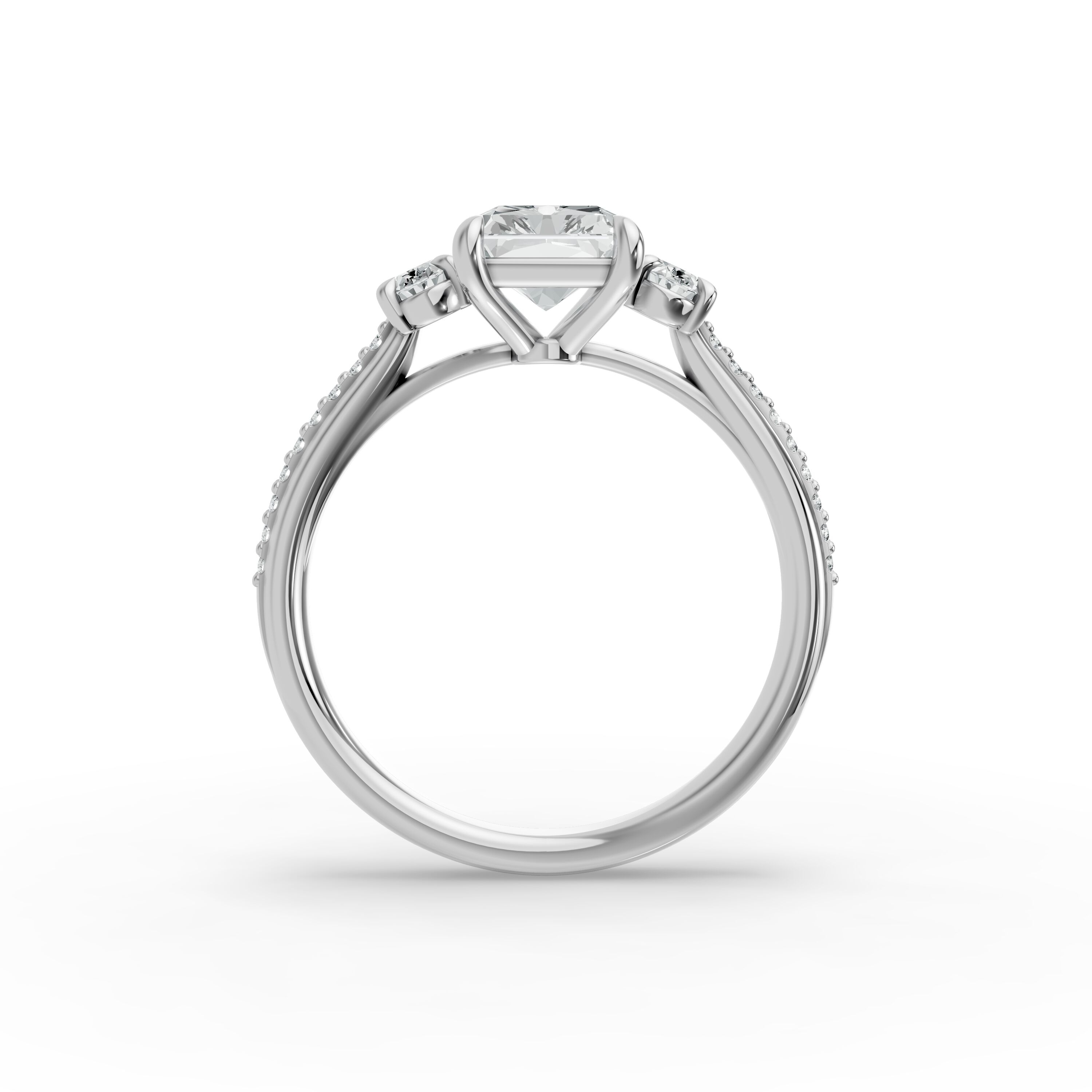 Radiant Shape Diamond Fancy Engagement Ring in Gold