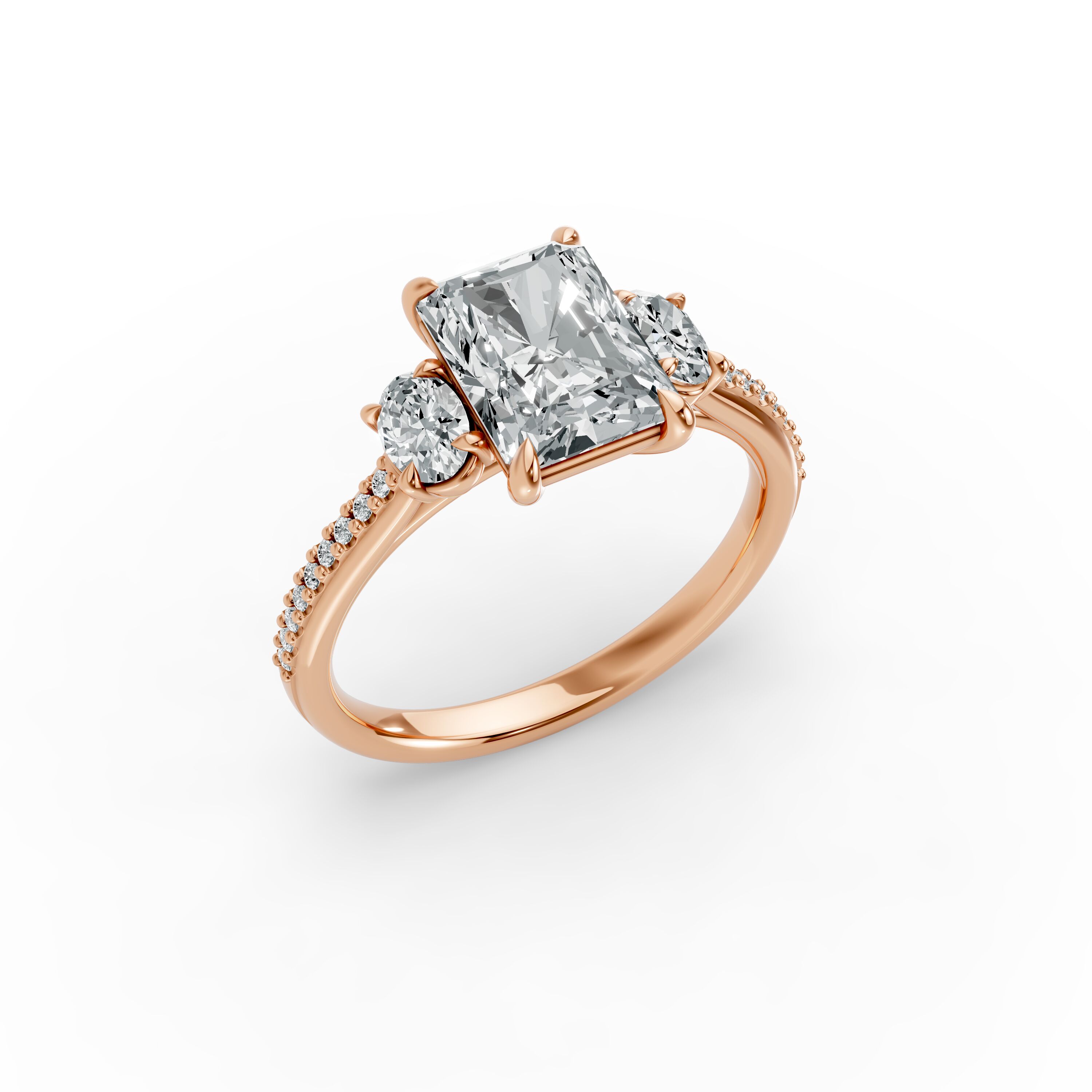 Radiant Shape Diamond Fancy Engagement Ring in Gold