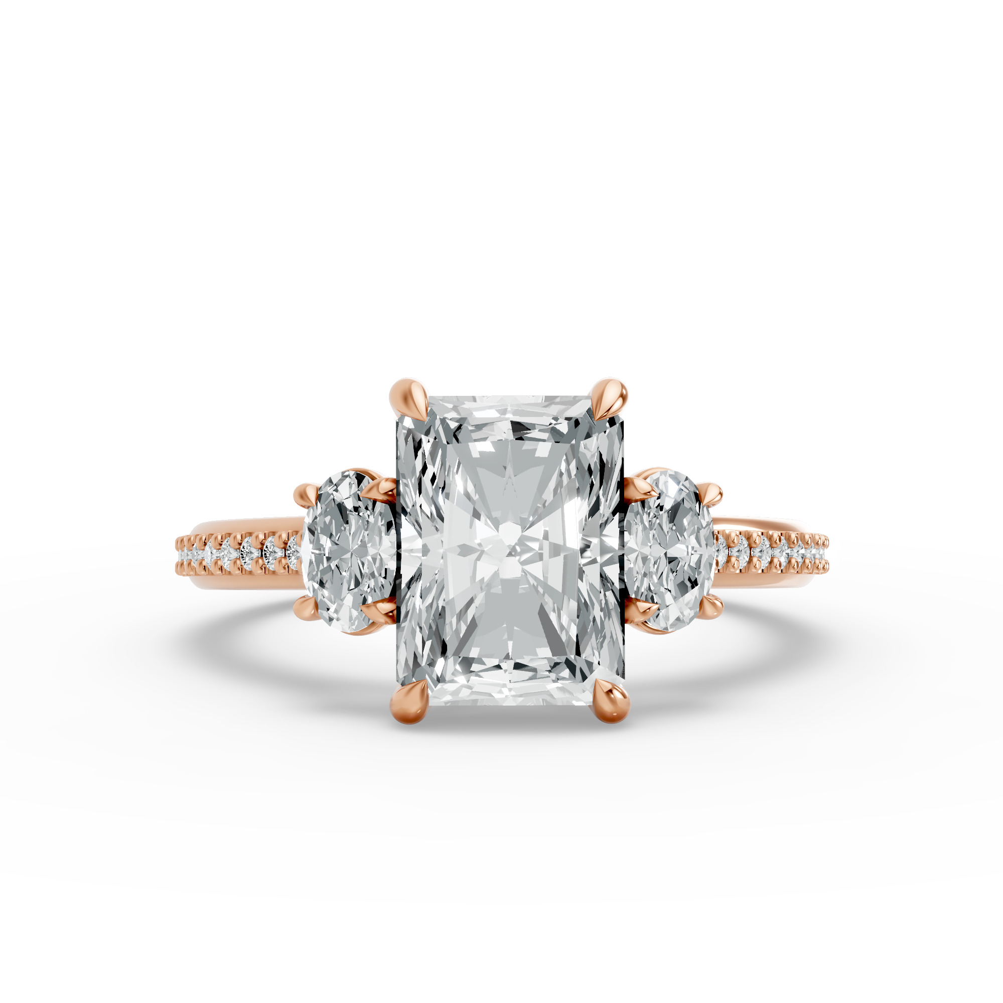 Radiant Shape Diamond Fancy Engagement Ring in Gold