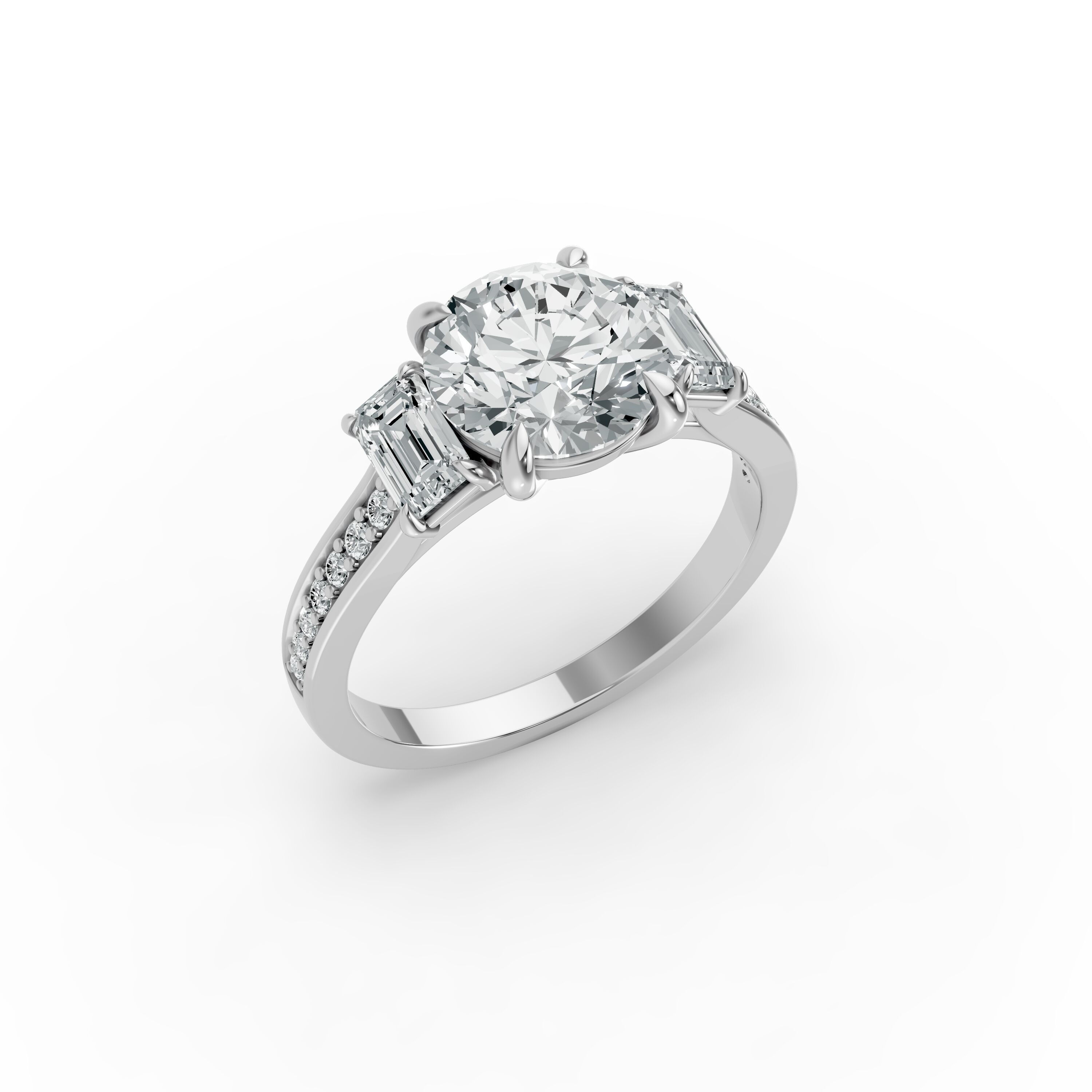 Round Shape Diamond Fancy Engagement Ring in Gold