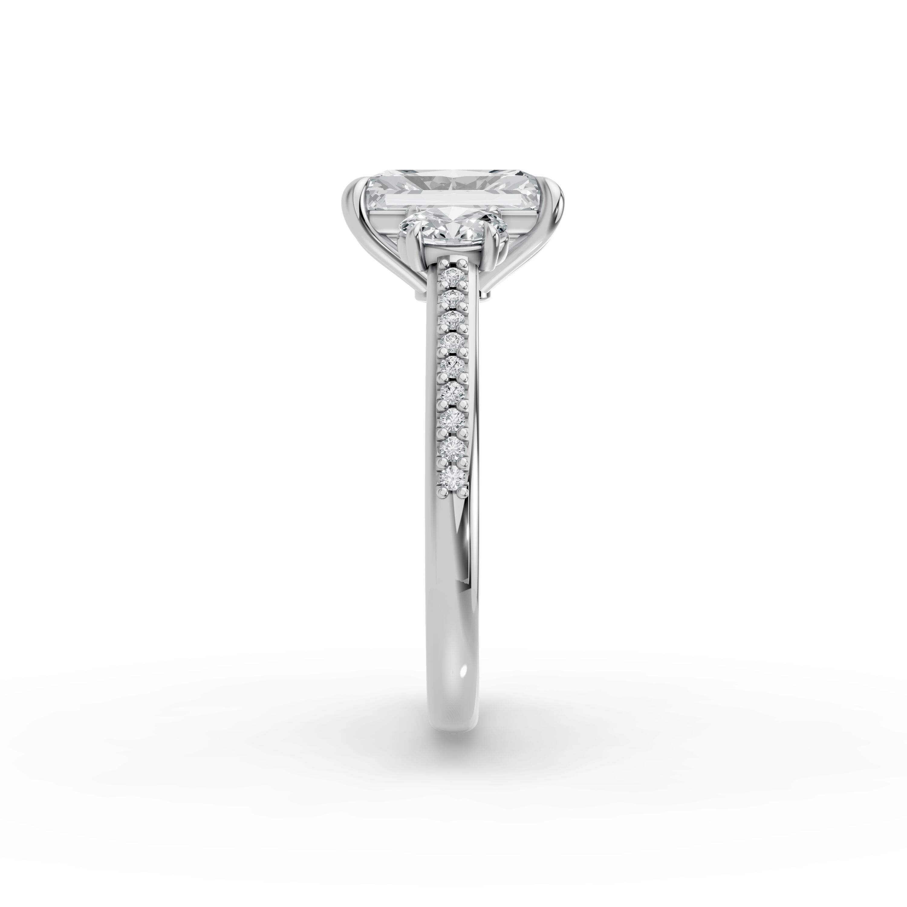 Radiant Shape Diamond Fancy Engagement Ring in Gold