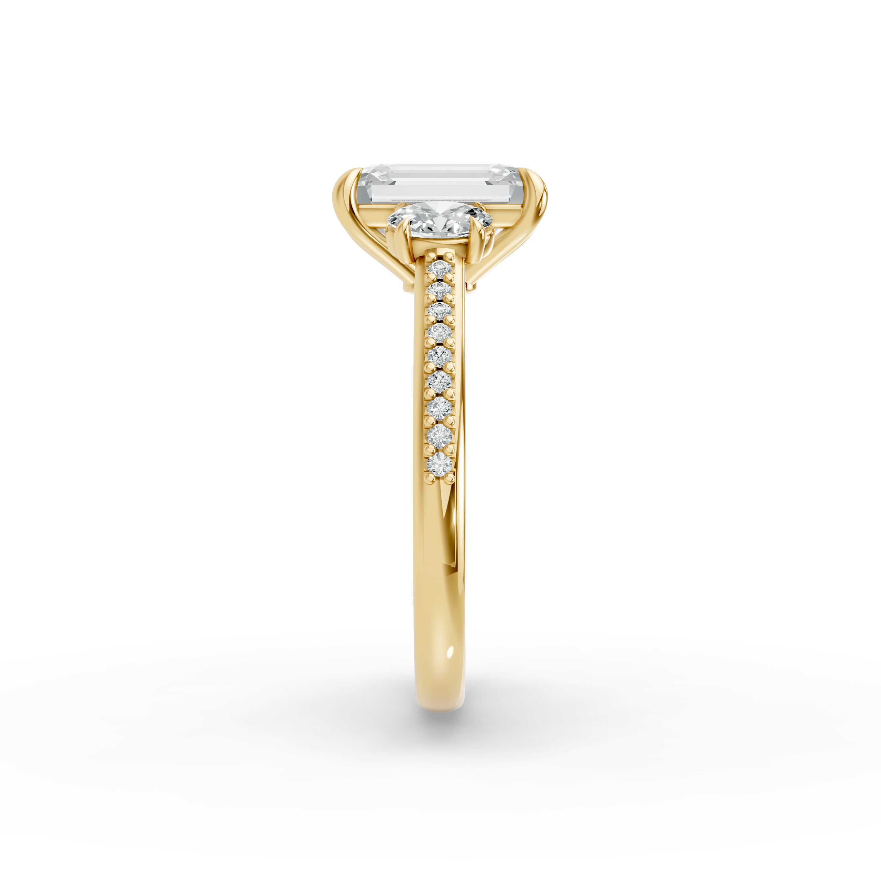 Emerald Shape Diamond Fancy Engagement Ring in Gold