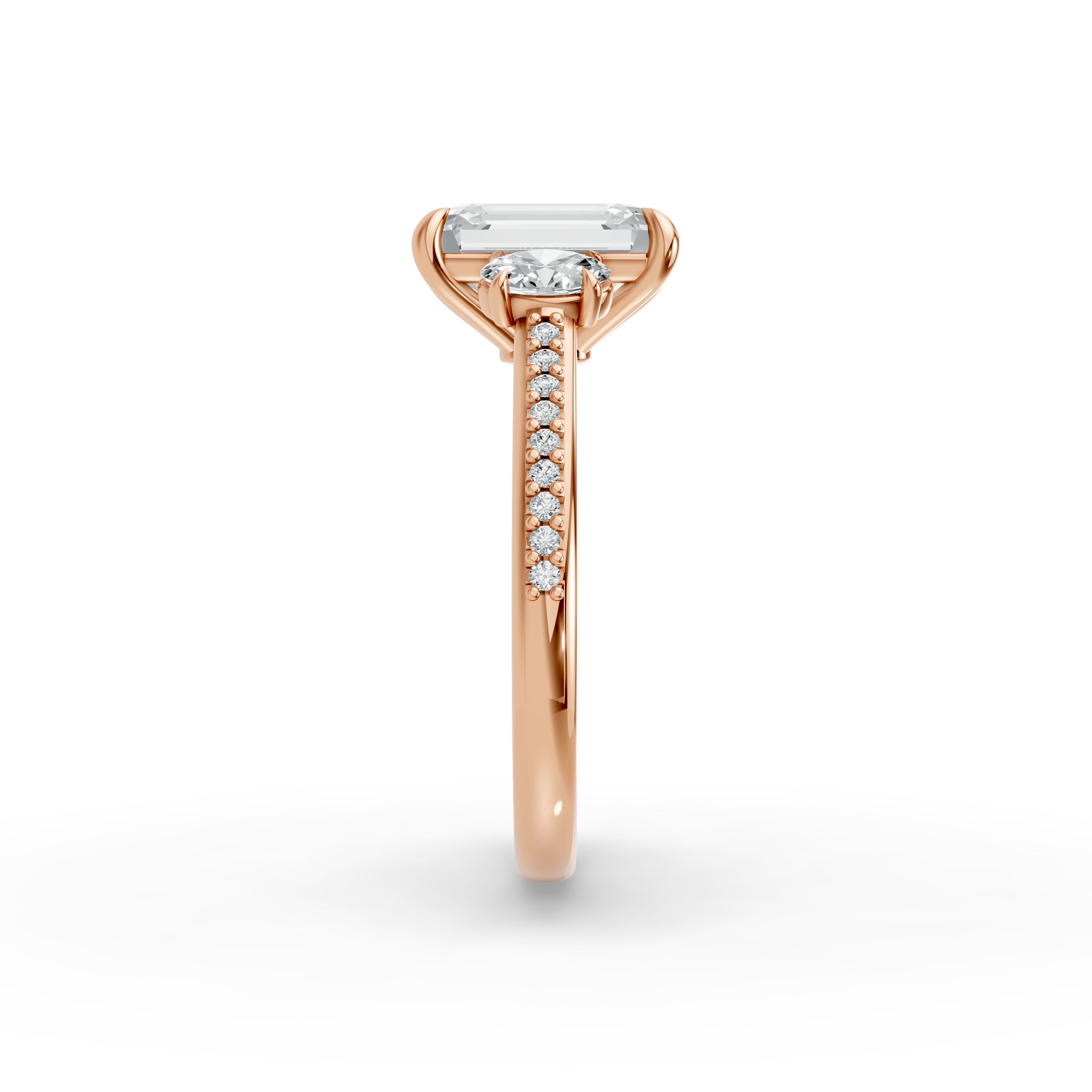 Emerald Shape Diamond Fancy Engagement Ring in Gold