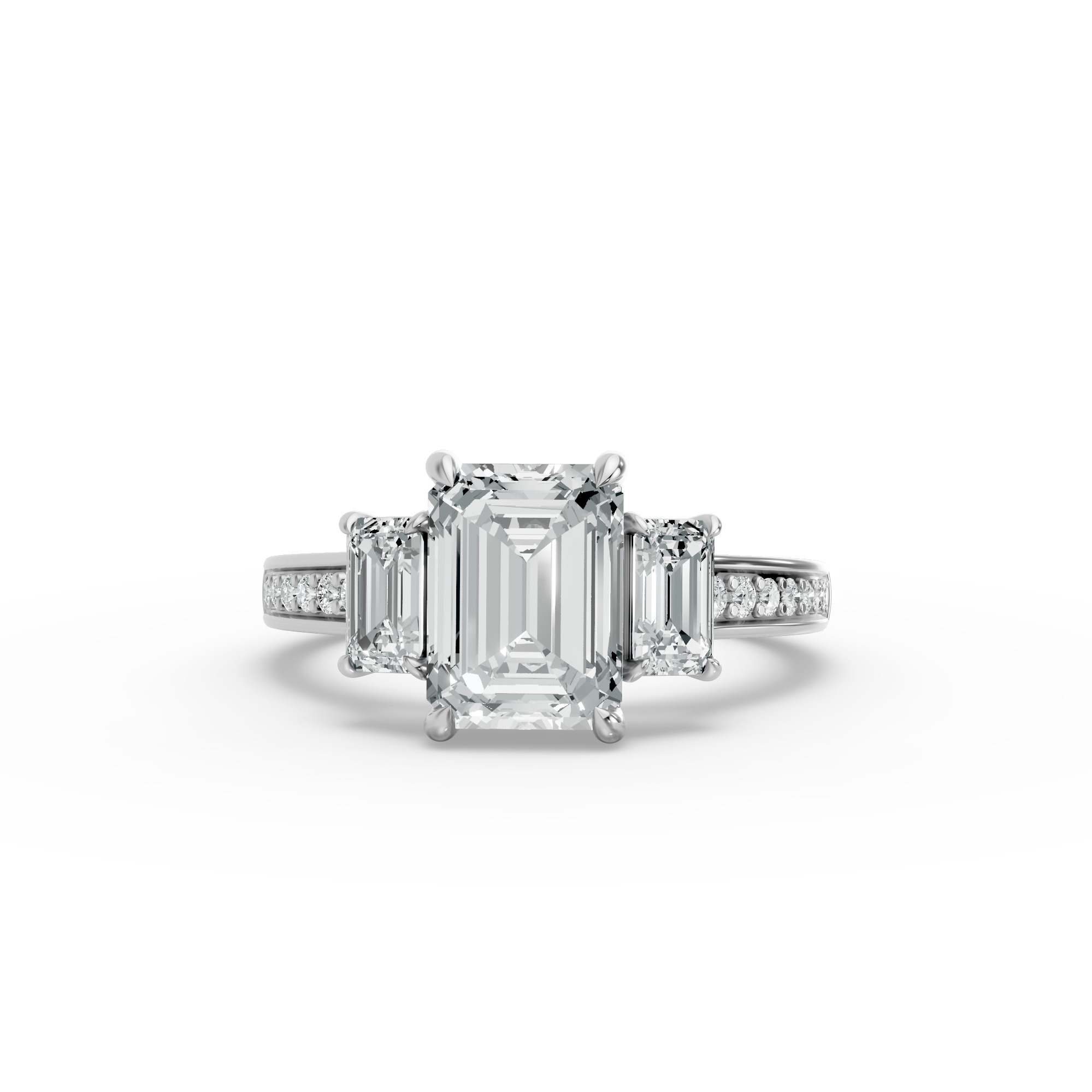 Emerald Shape Diamond Fancy Engagement Ring in Gold