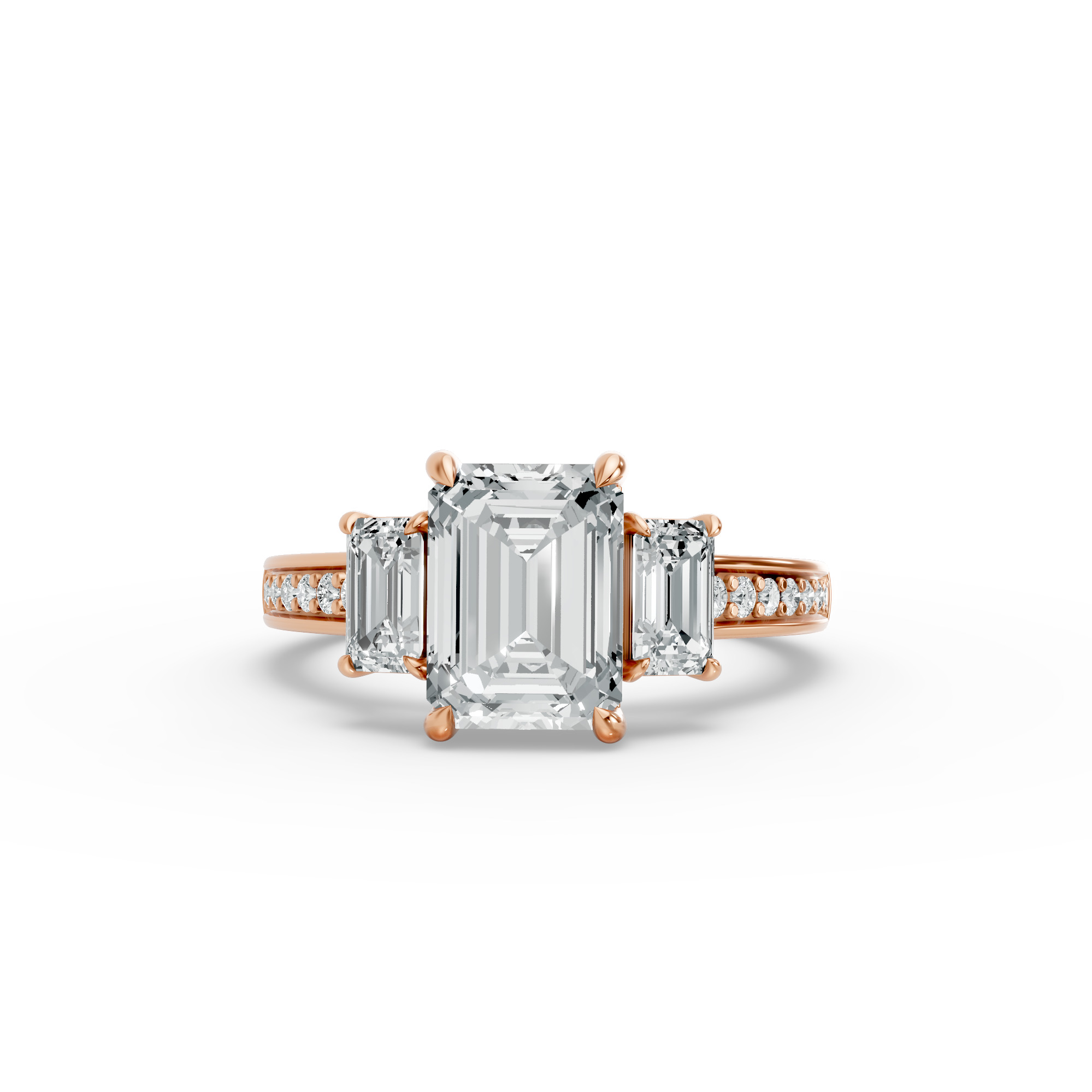 Emerald Shape Diamond Fancy Engagement Ring in Gold