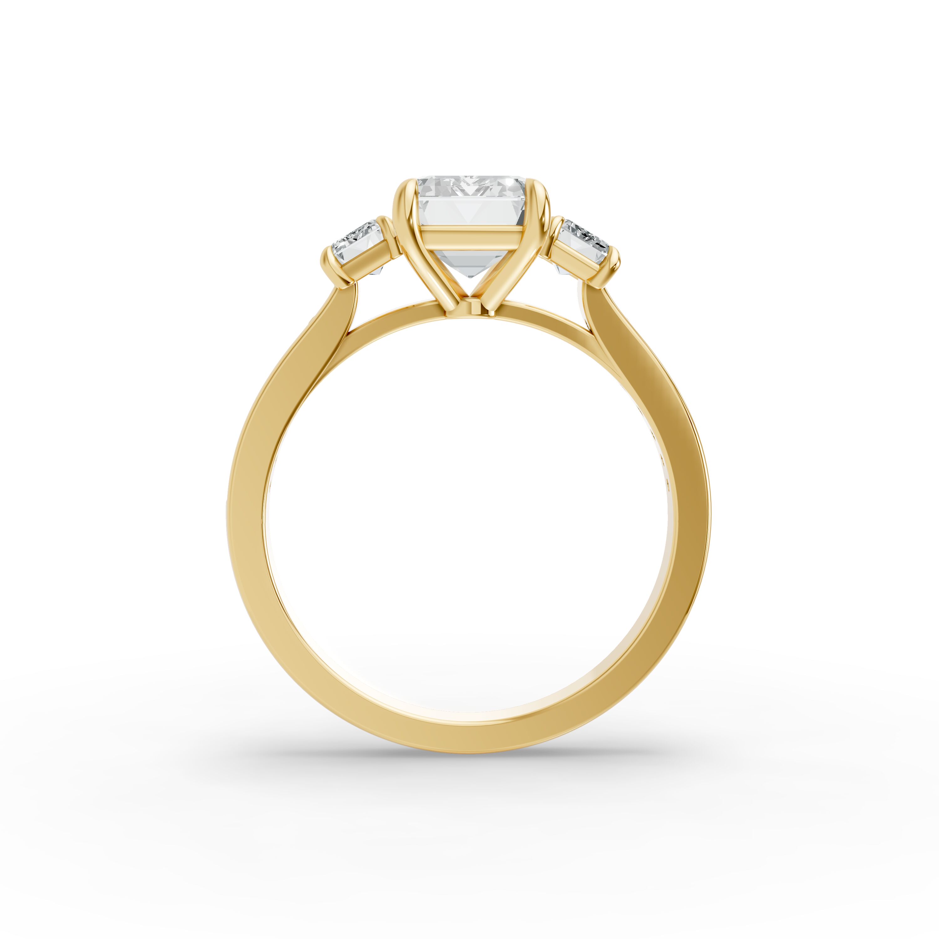 Emerald Shape Diamond Fancy Engagement Ring in Gold