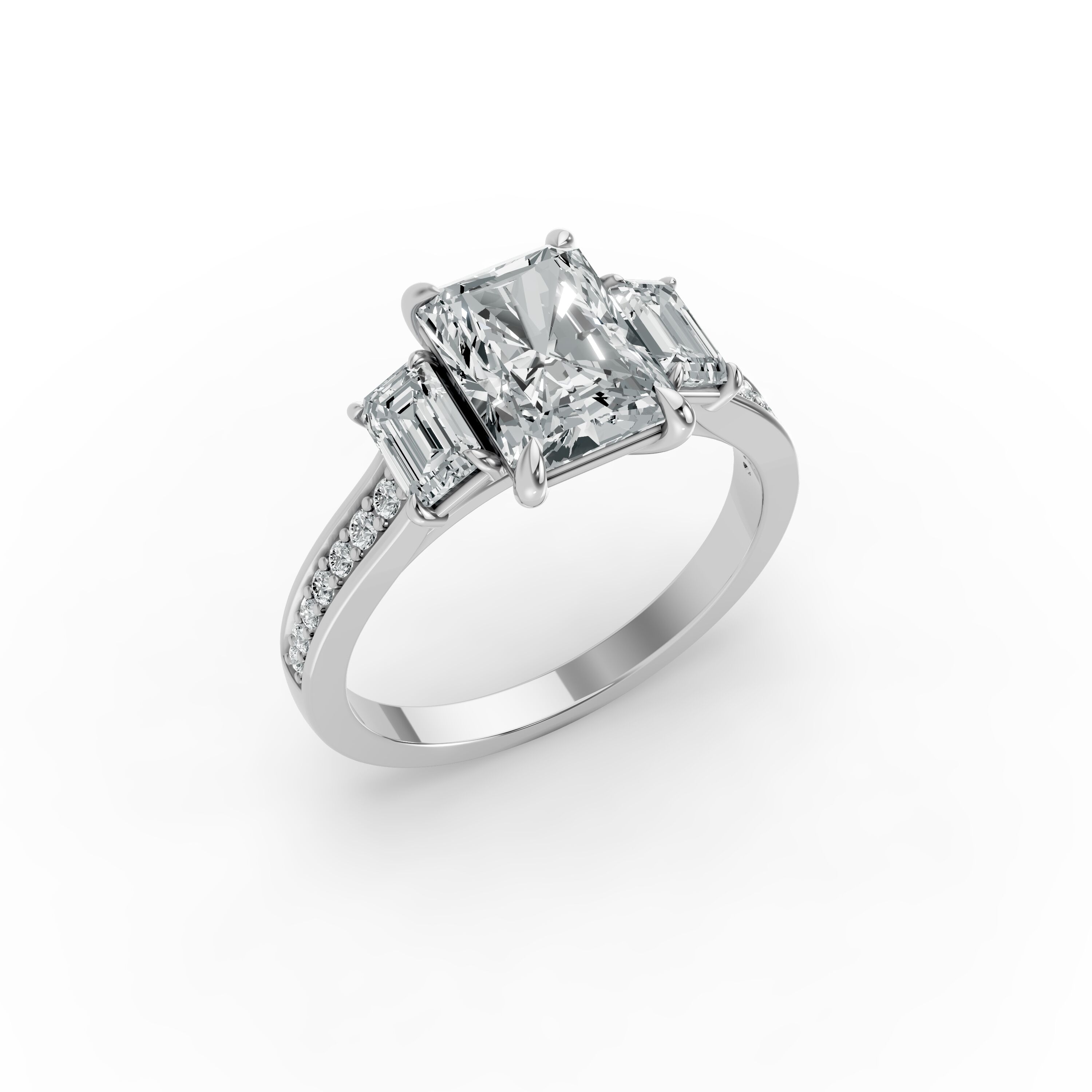 Radiant Shape Diamond Fancy Engagement Ring in Gold