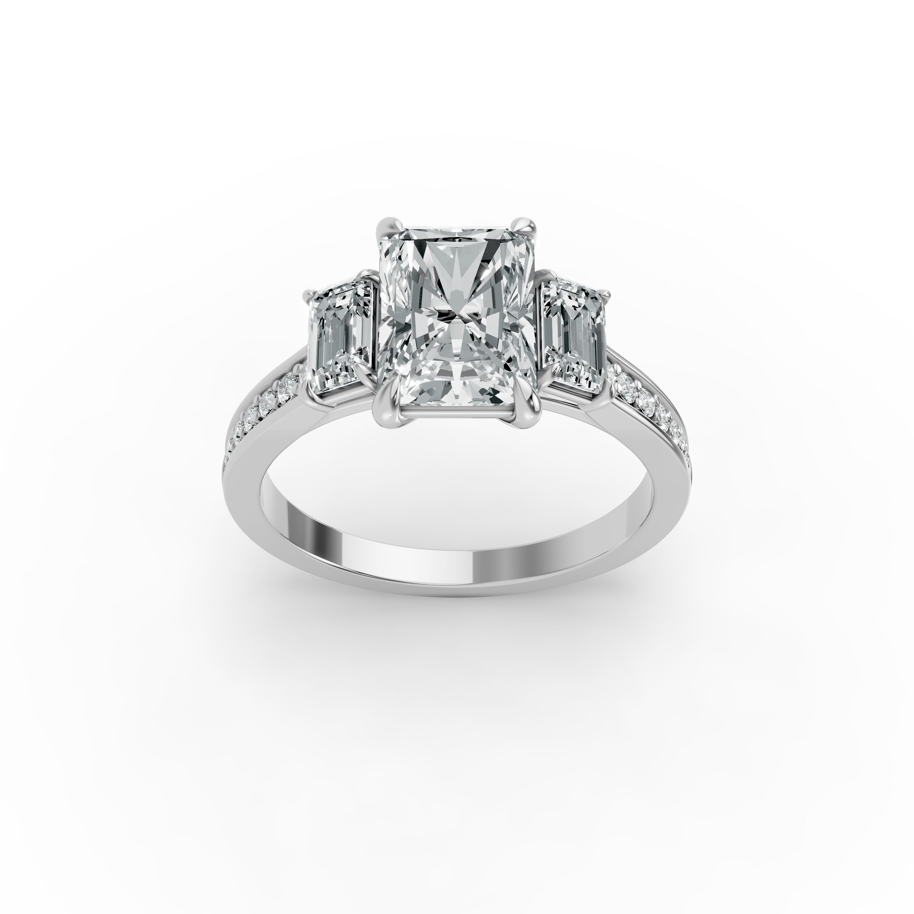 Radiant Shape Diamond Fancy Engagement Ring in Gold