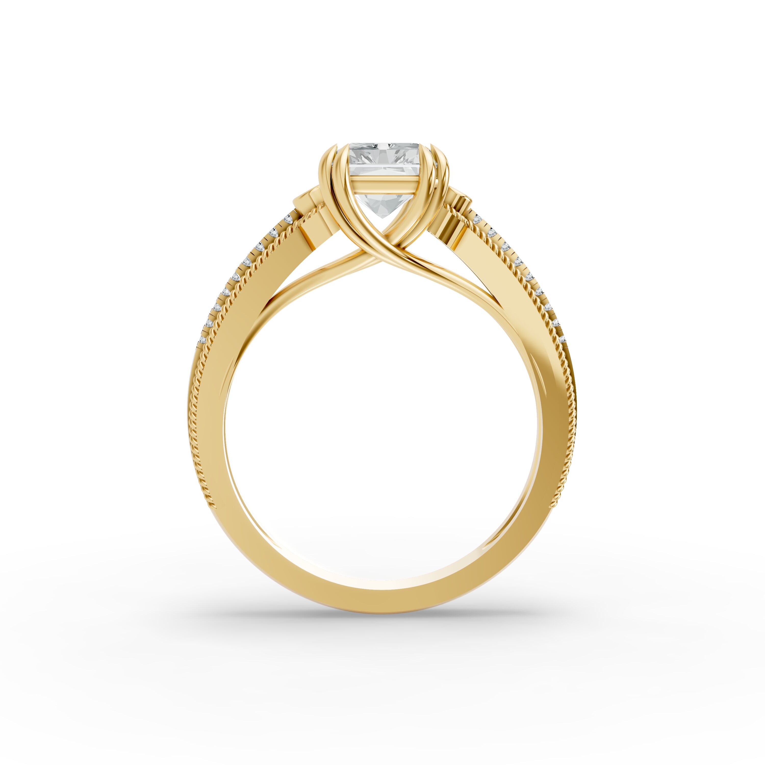 Radiant Shape Diamond Fancy Engagement Ring in Gold
