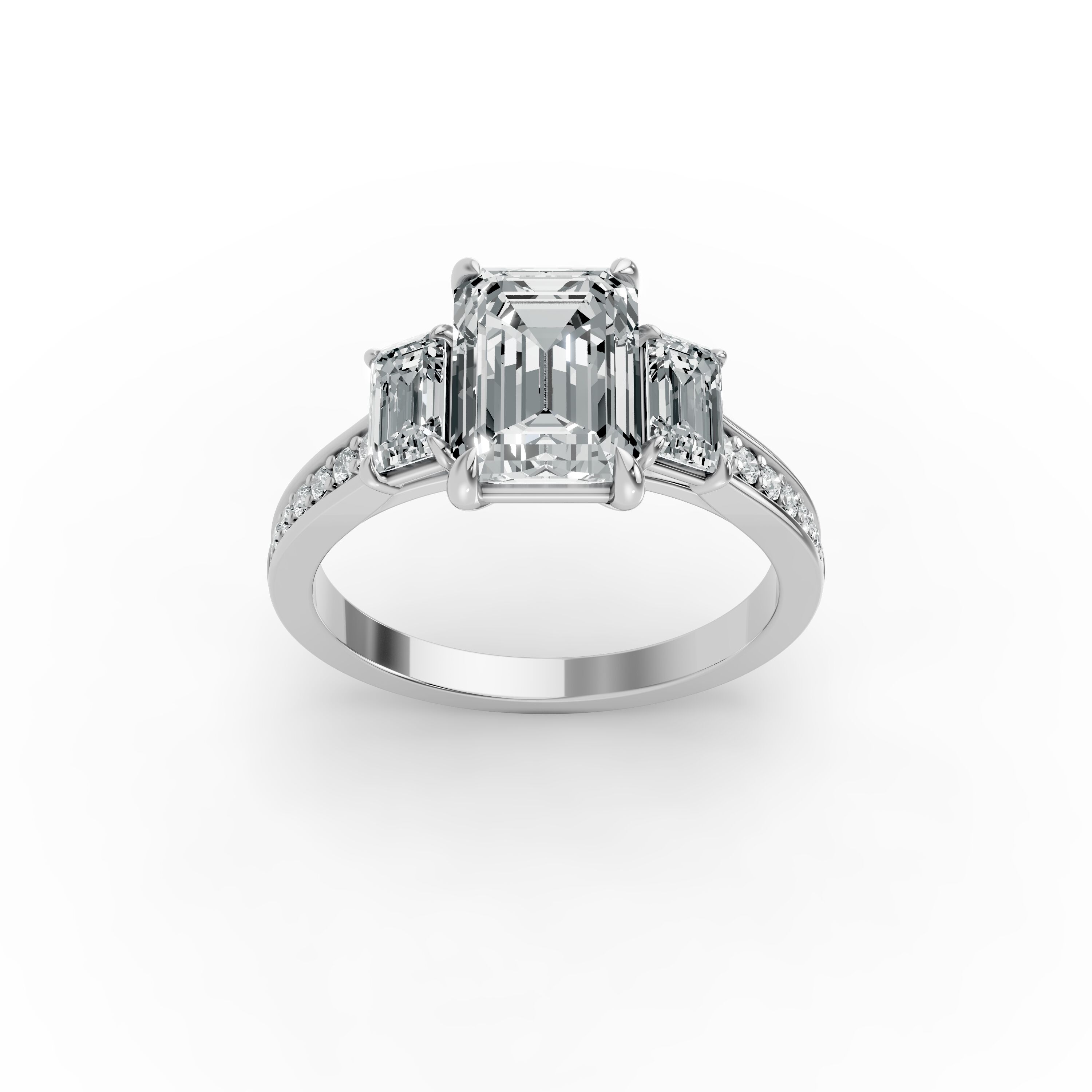 Emerald Shape Diamond Fancy Engagement Ring in Gold