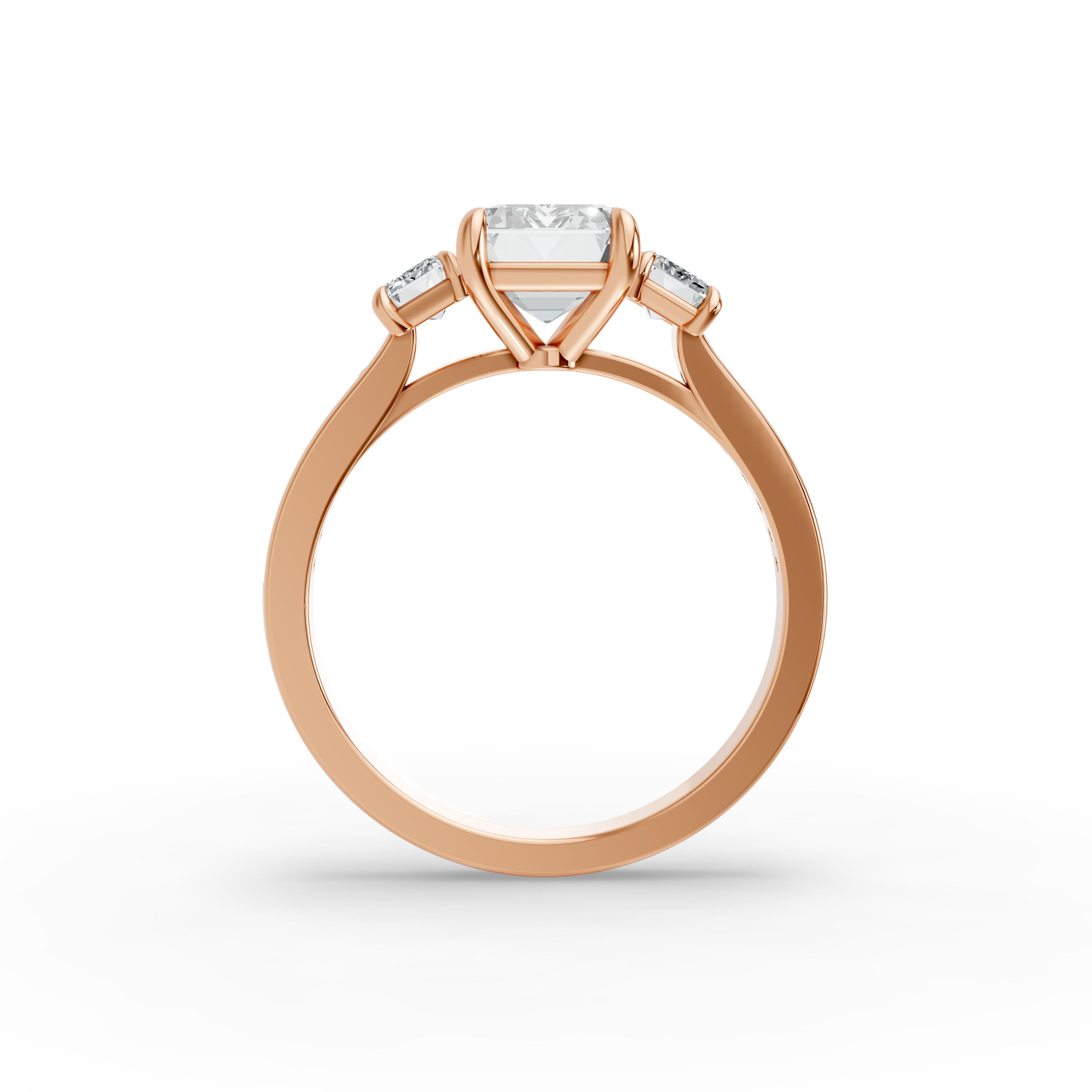 Emerald Shape Diamond Fancy Engagement Ring in Gold