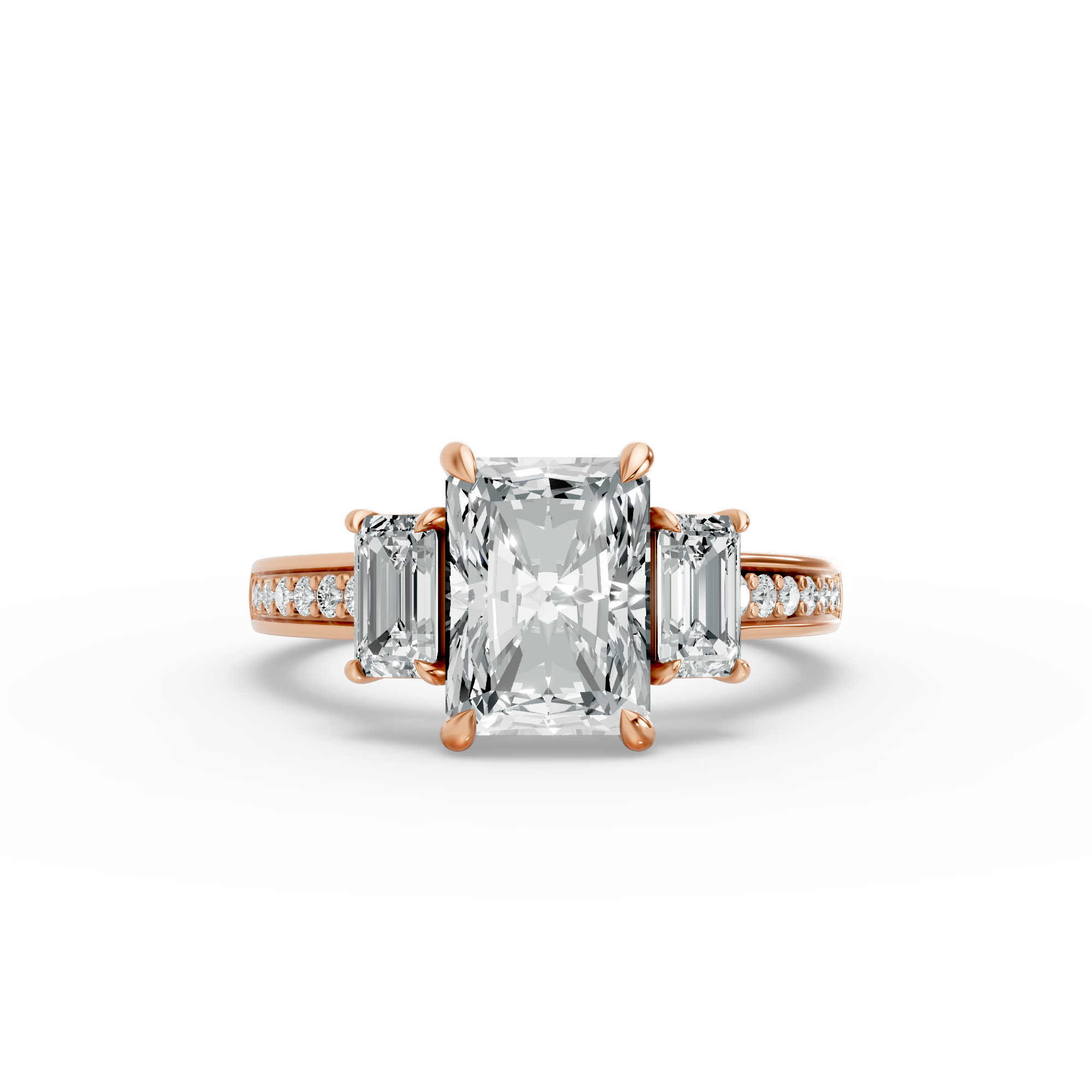 Radiant Shape Diamond Fancy Engagement Ring in Gold