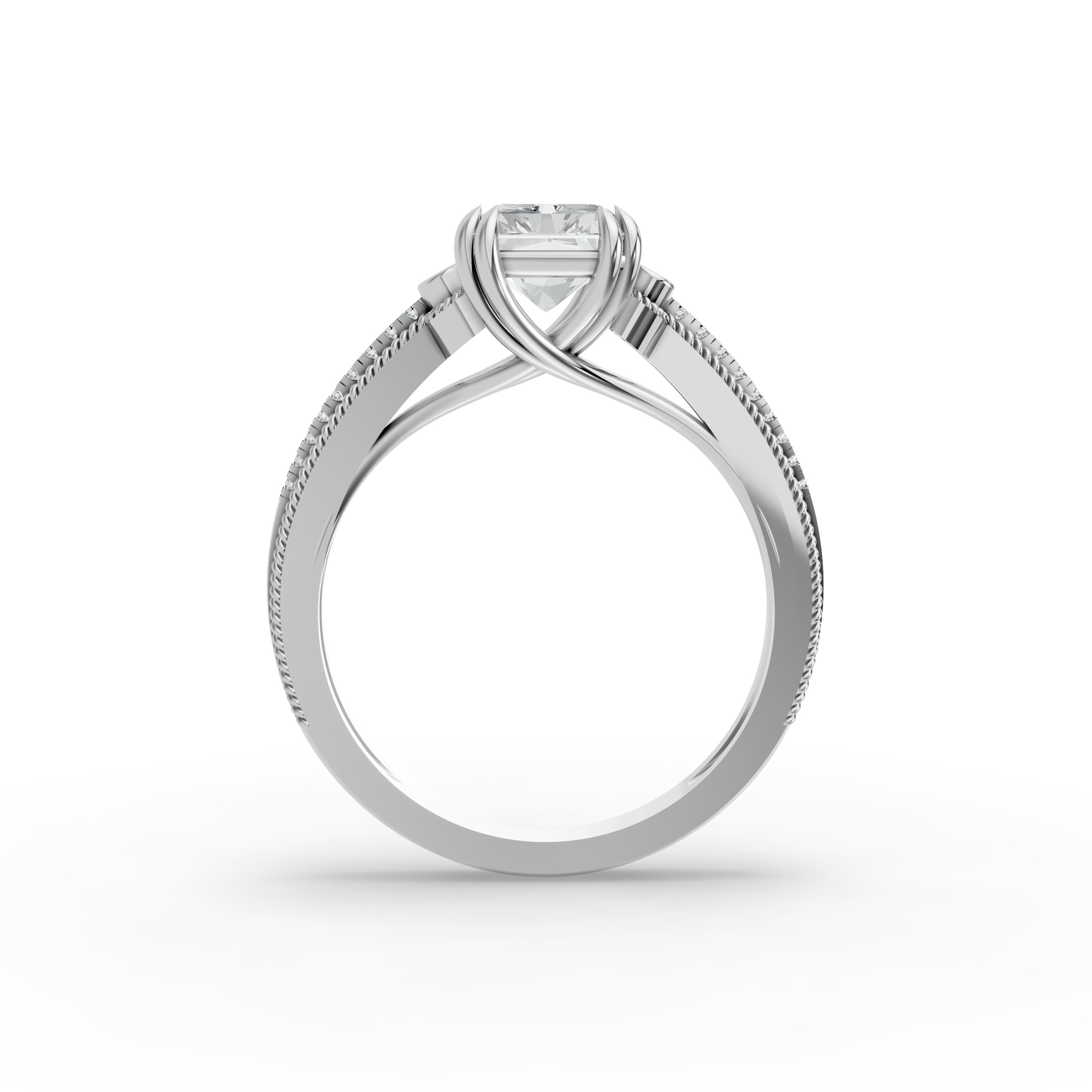 Radiant Shape Diamond Fancy Engagement Ring in Gold