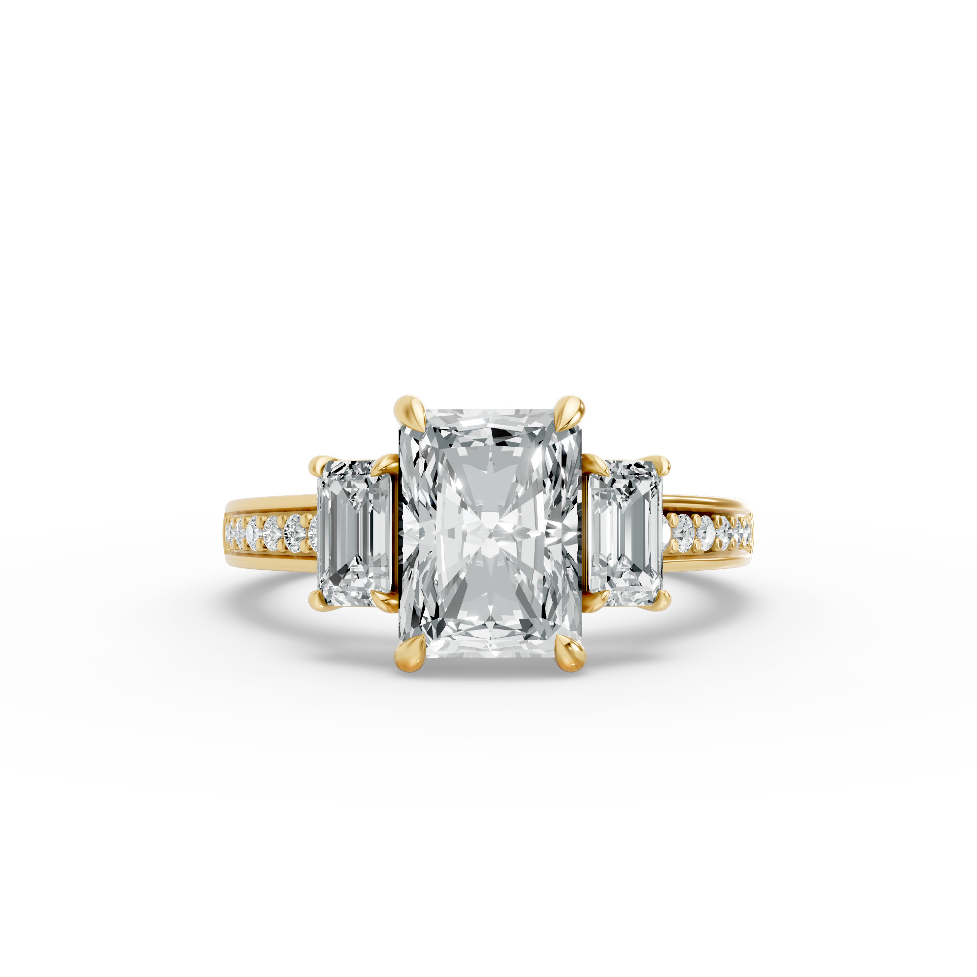 Radiant Shape Diamond Fancy Engagement Ring in Gold