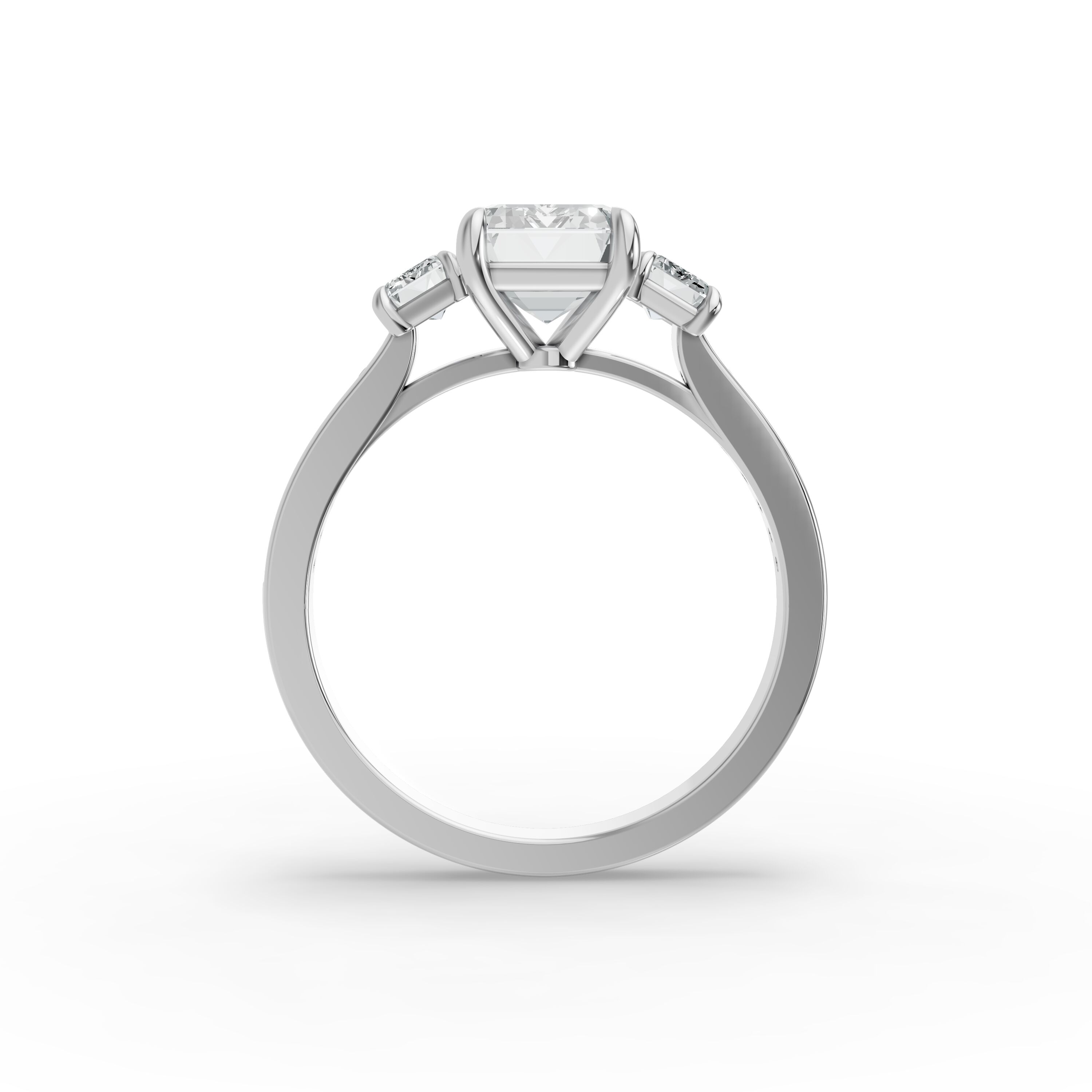 Emerald Shape Diamond Fancy Engagement Ring in Gold